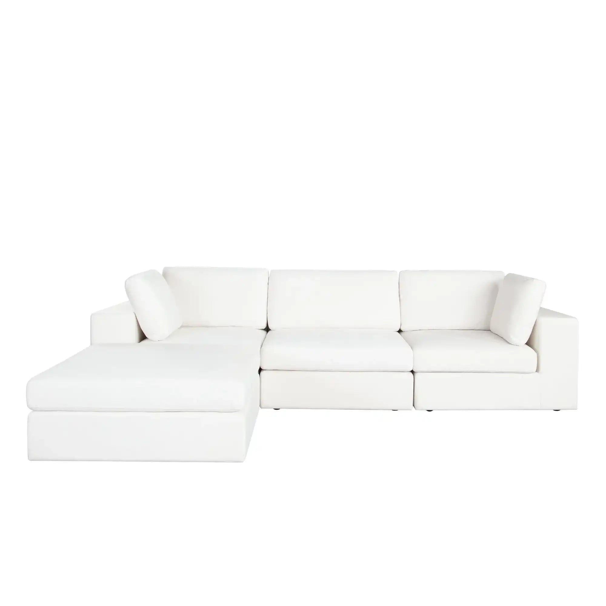Muse Modular 4 Piece Reversible Sectional – Mist White Performance Fabric
