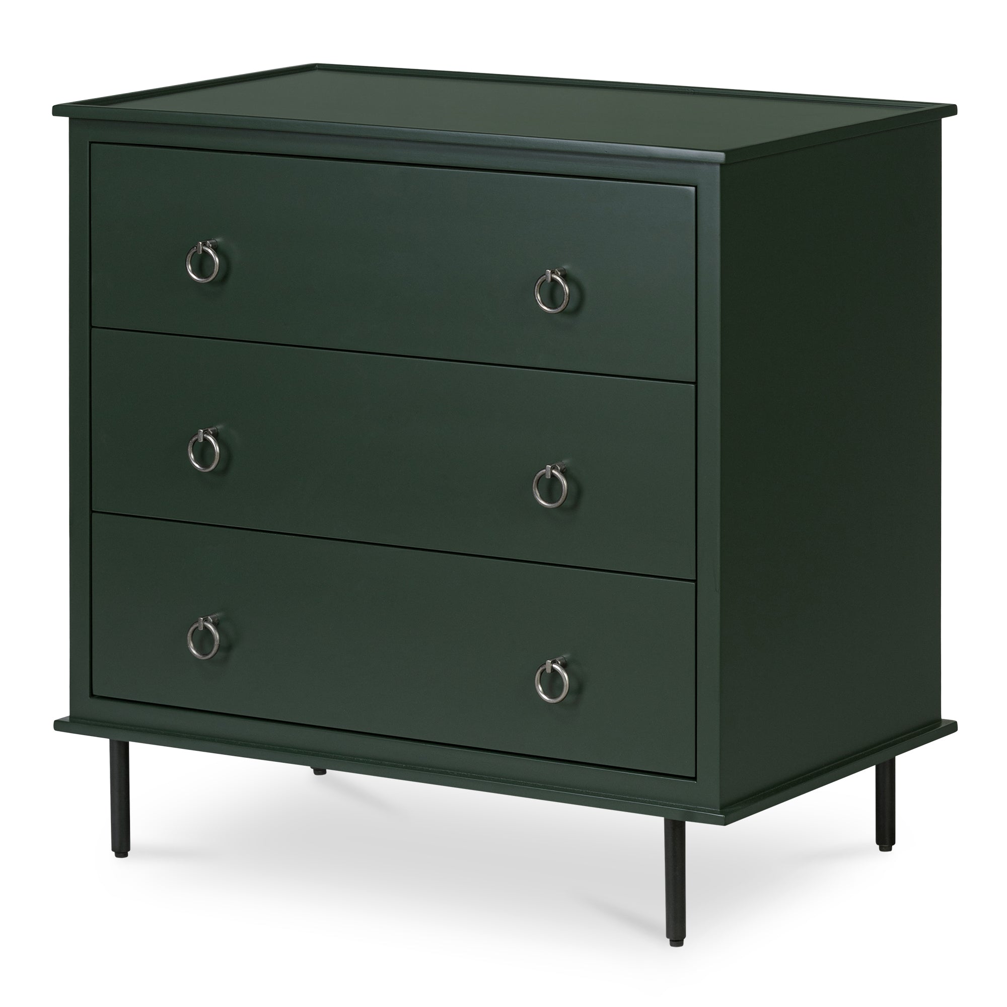 Reagan 3 Drawer Nightstand Deep Green - Moes Home