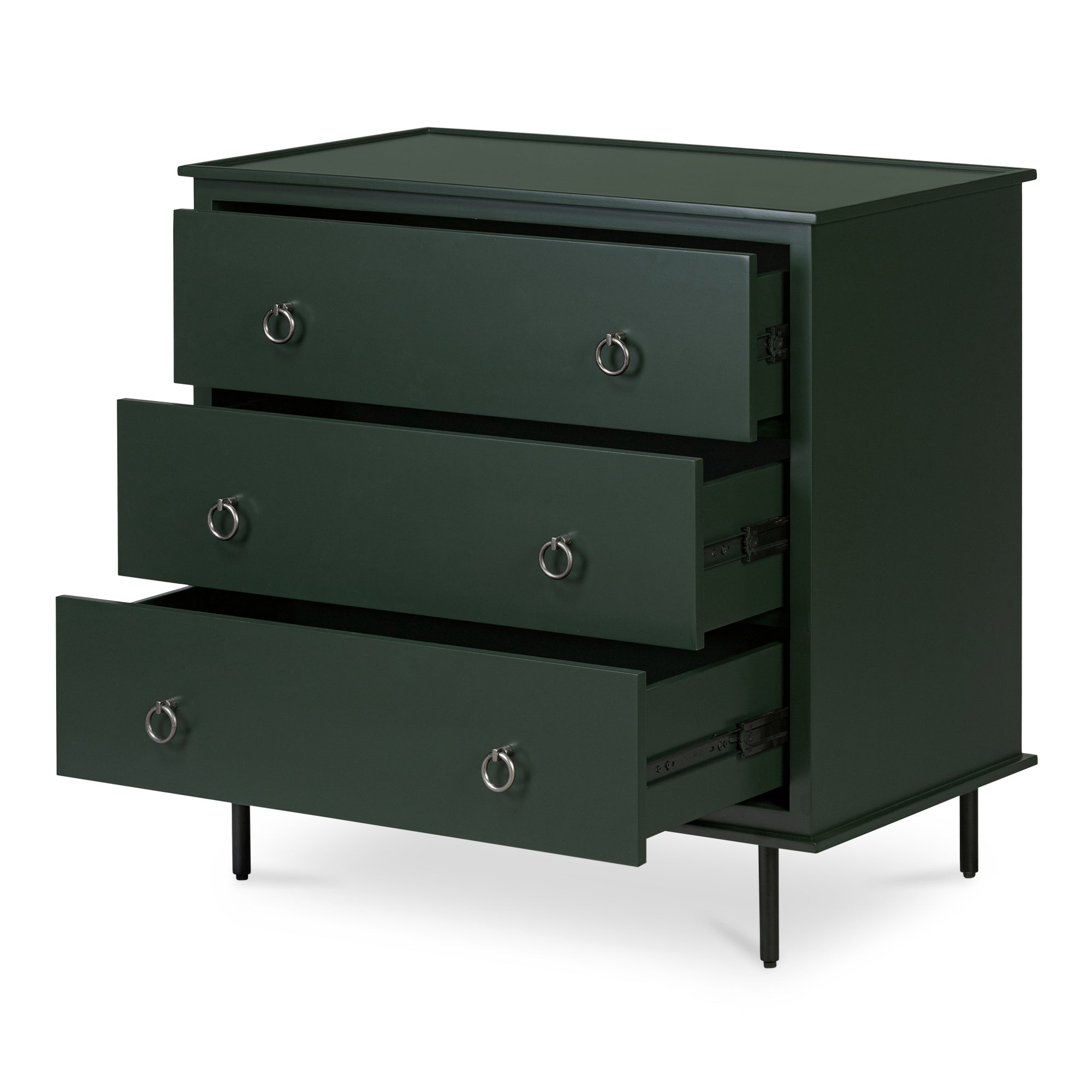 Reagan 3 Drawer Nightstand Deep Green - Moes Home