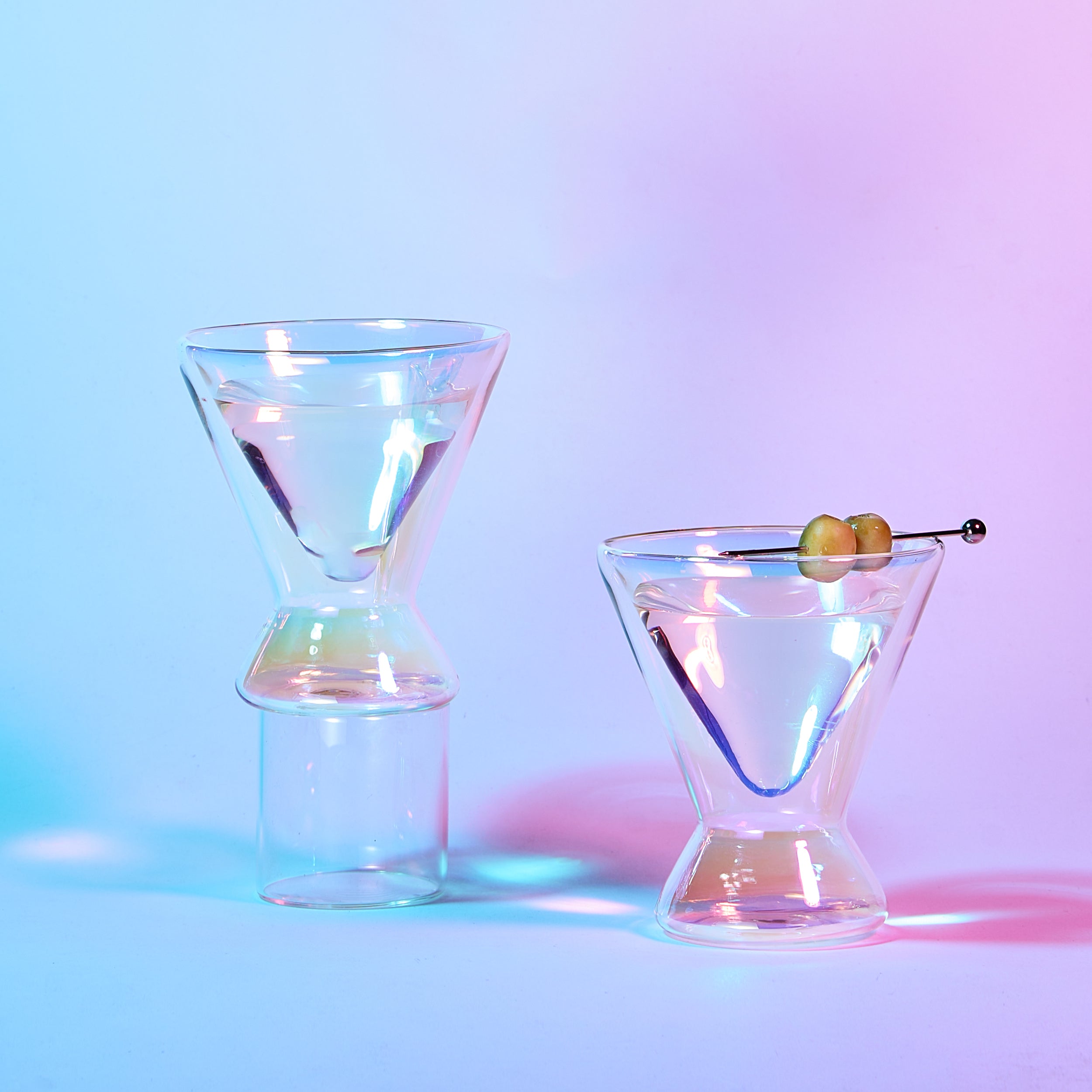 Pearl Double-Wall Martini Cocktail Glassware, Set of 2