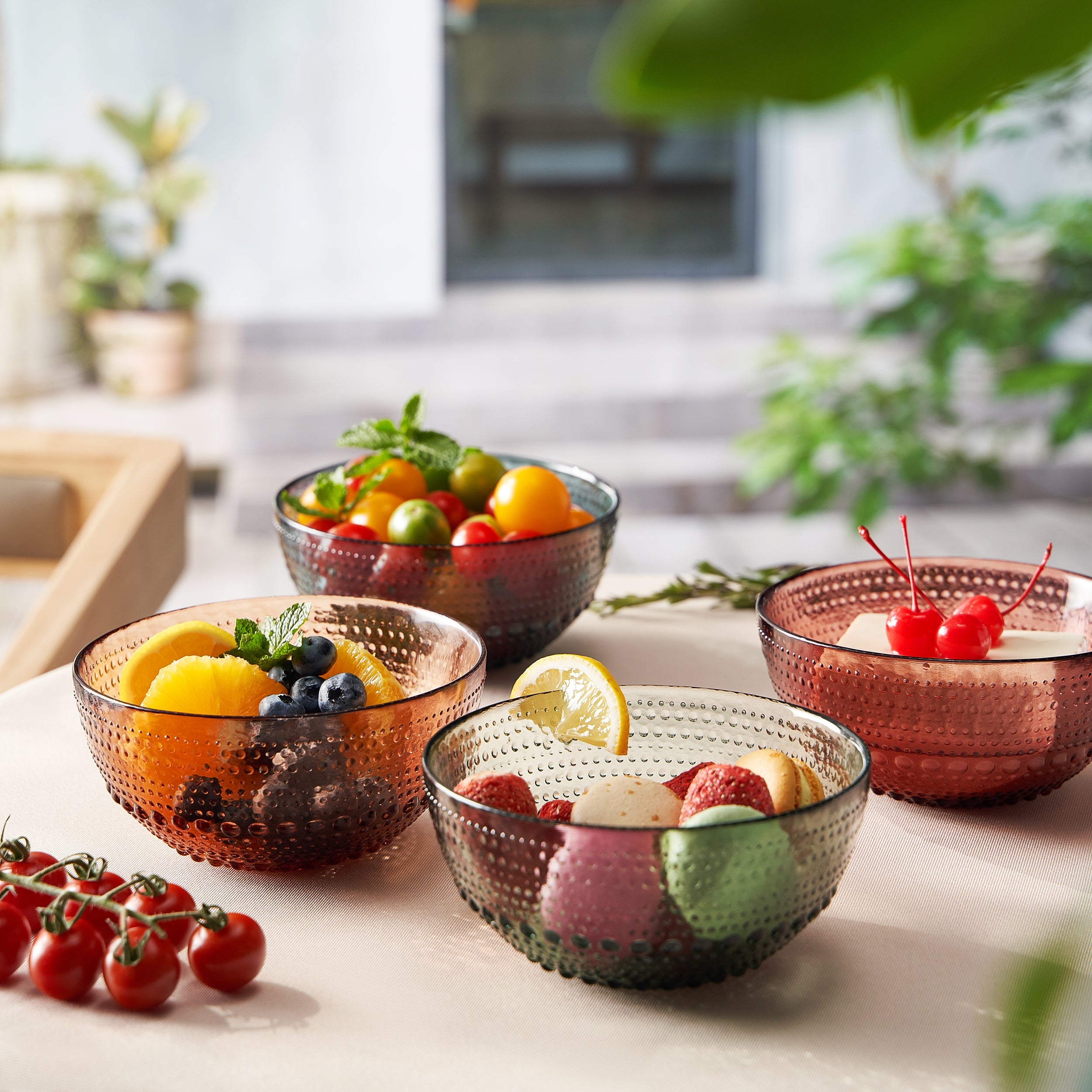 Tonal Hobnail Bowl Glassware, Set of 4