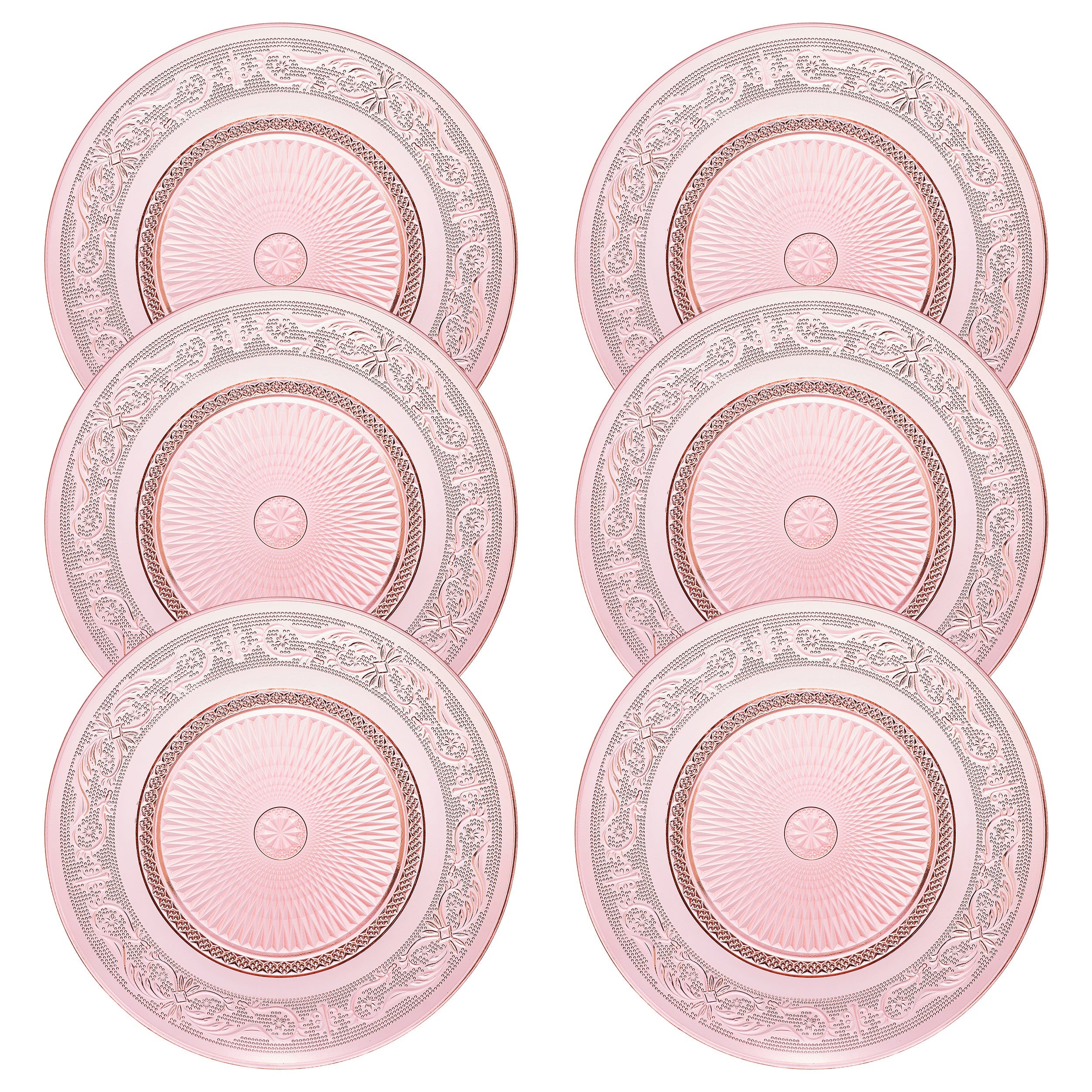 Blush Vintage Glass Plate, Set of 6