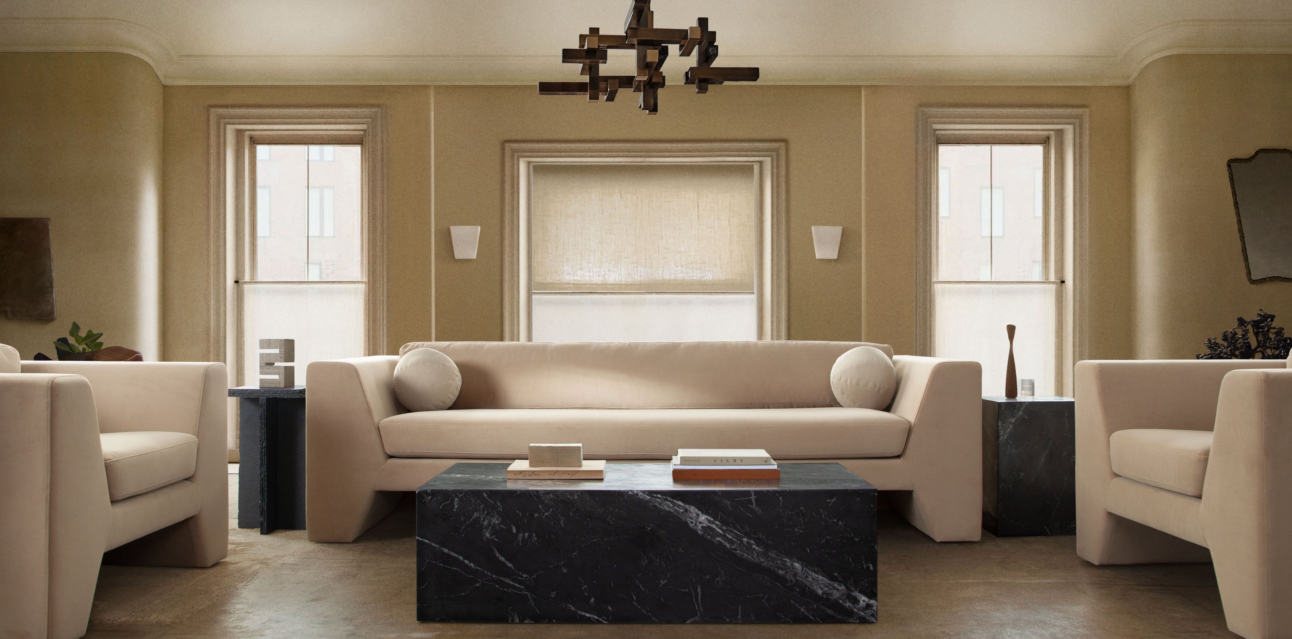 Rift Camel Performance Velvet Sofa