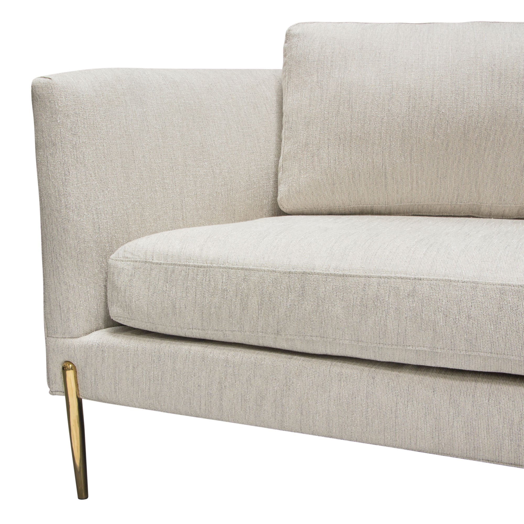 Lane Sofa in Light Cream Fabric with Gold Metal Legs by Diamond Sofa