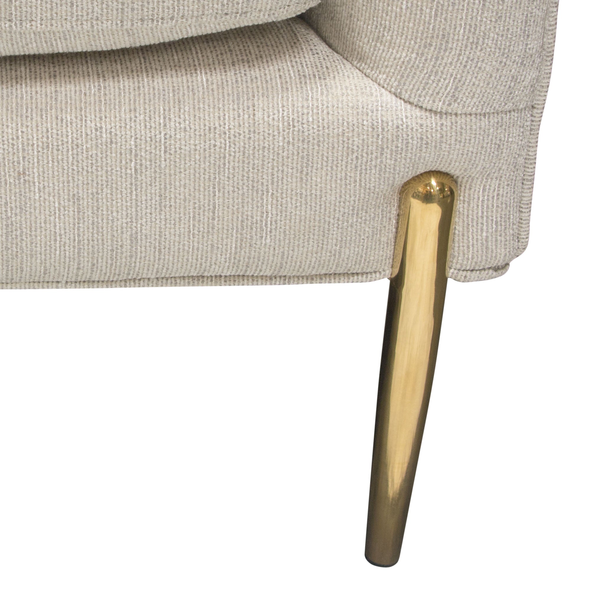 Lane Sofa in Light Cream Fabric with Gold Metal Legs by Diamond Sofa