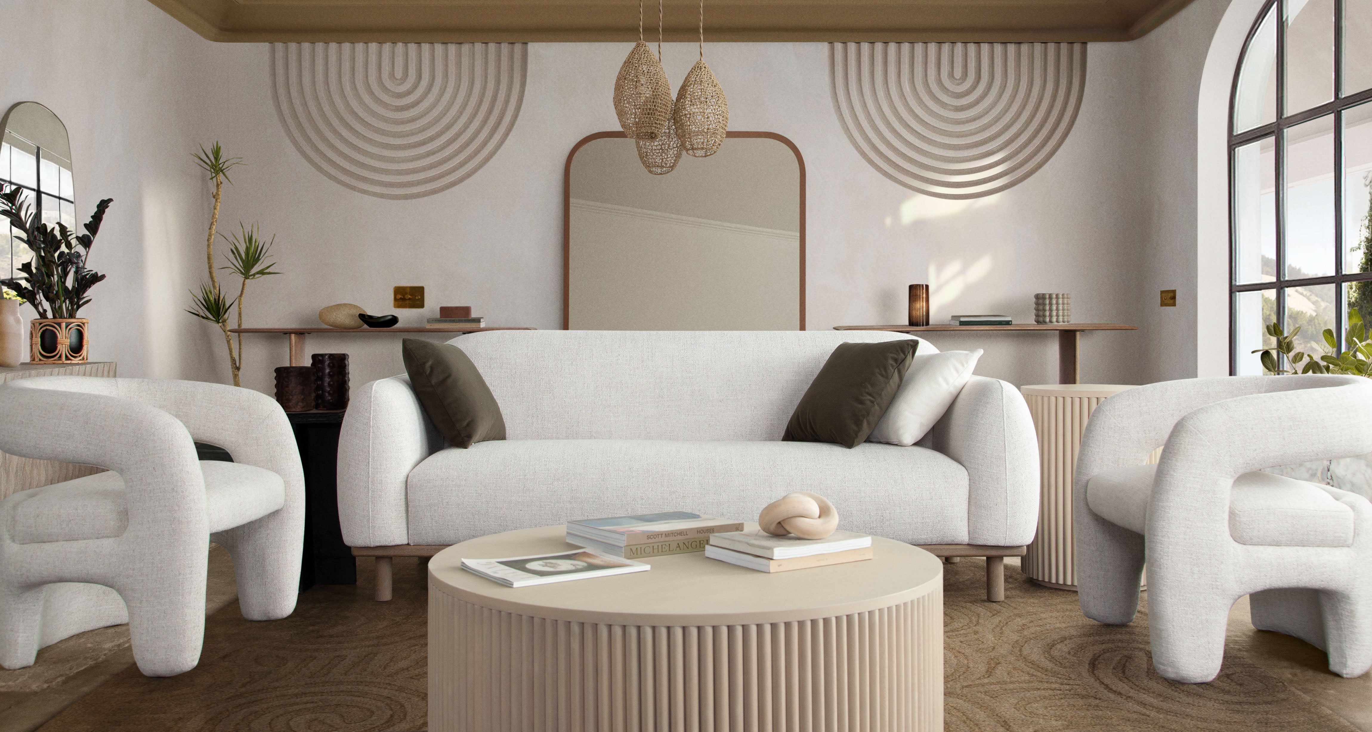 Larson Sofa in Light Barley Polyester Fabric with Wood Trim & Leg by Diamond Sofa