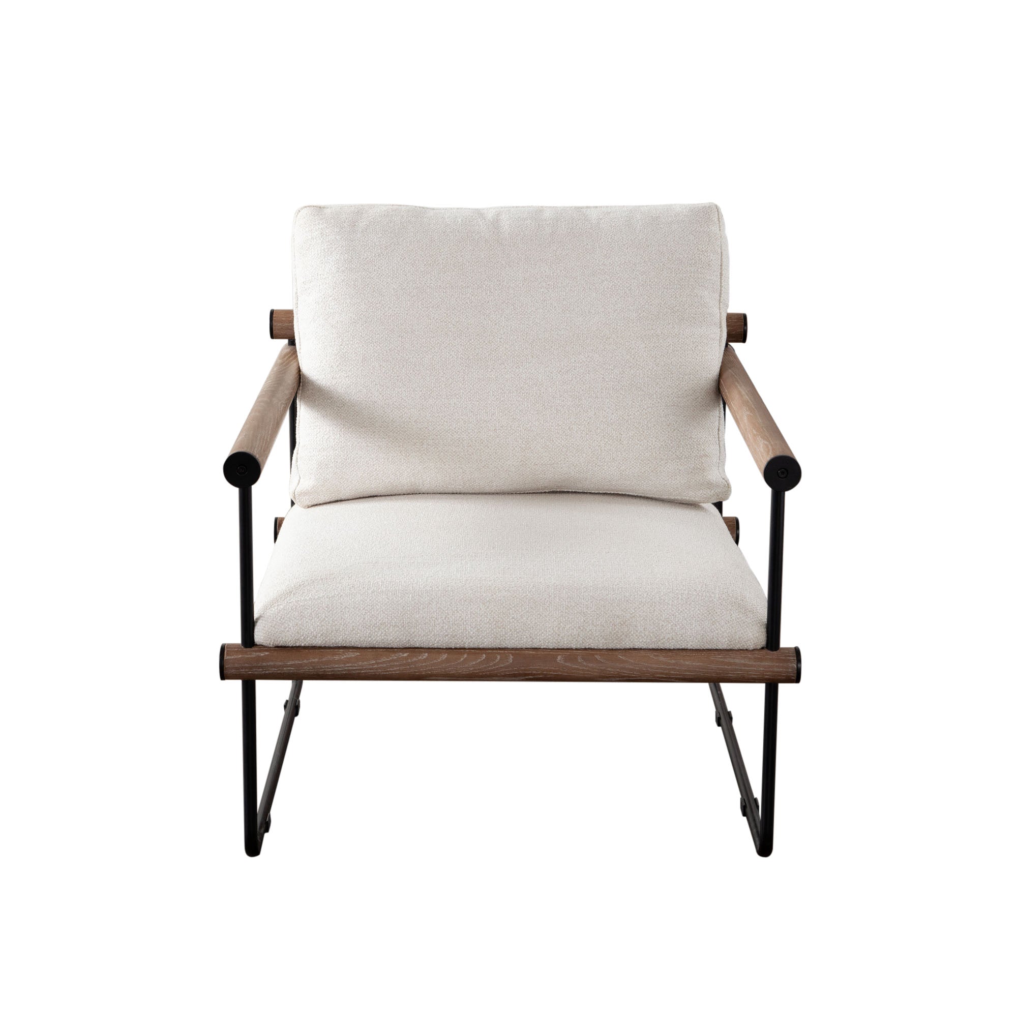 Liam Accent Chair in Cream Fabric w/ Metal Frame & Wood Arm by Diamond Sofa