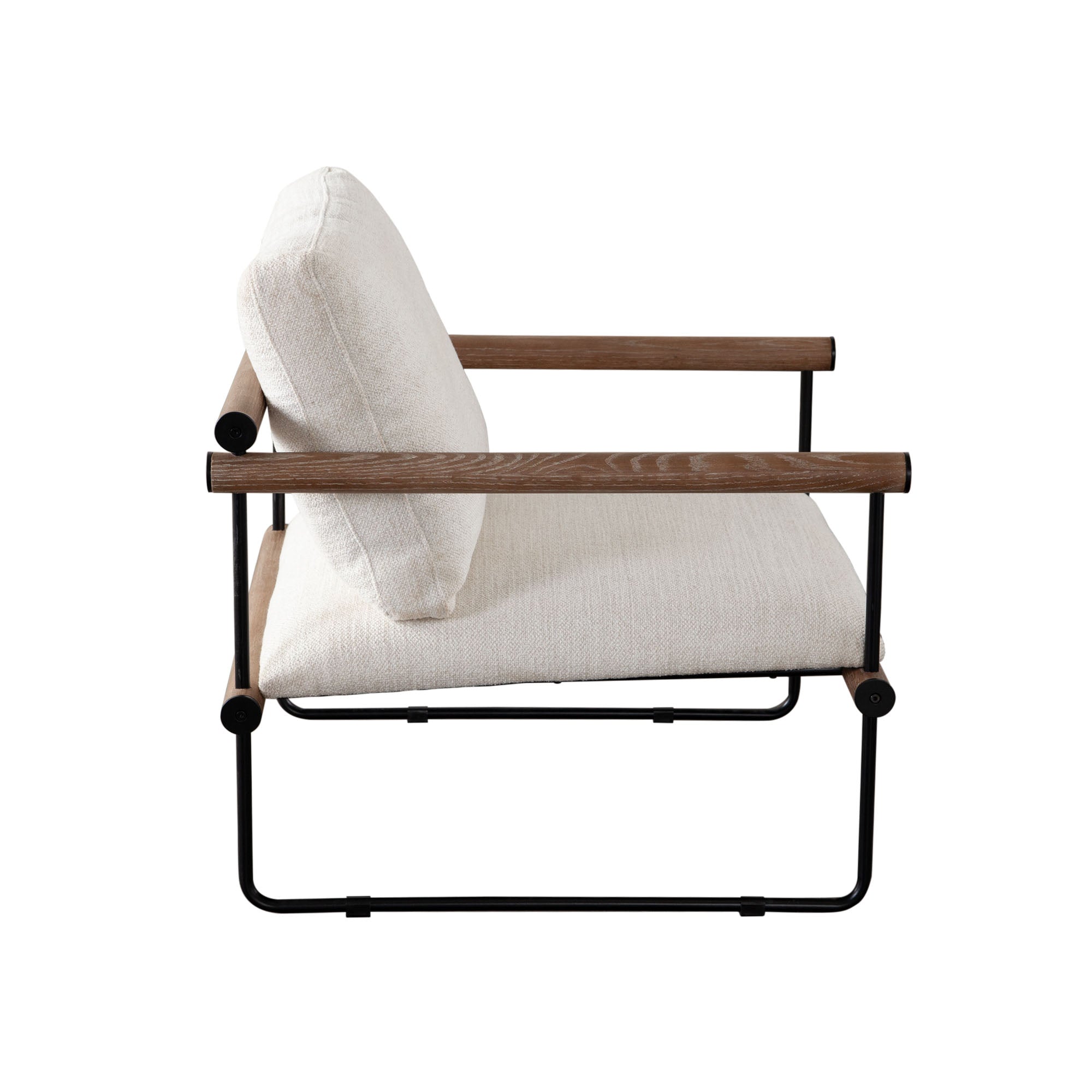 Liam Accent Chair in Cream Fabric w/ Metal Frame & Wood Arm by Diamond Sofa