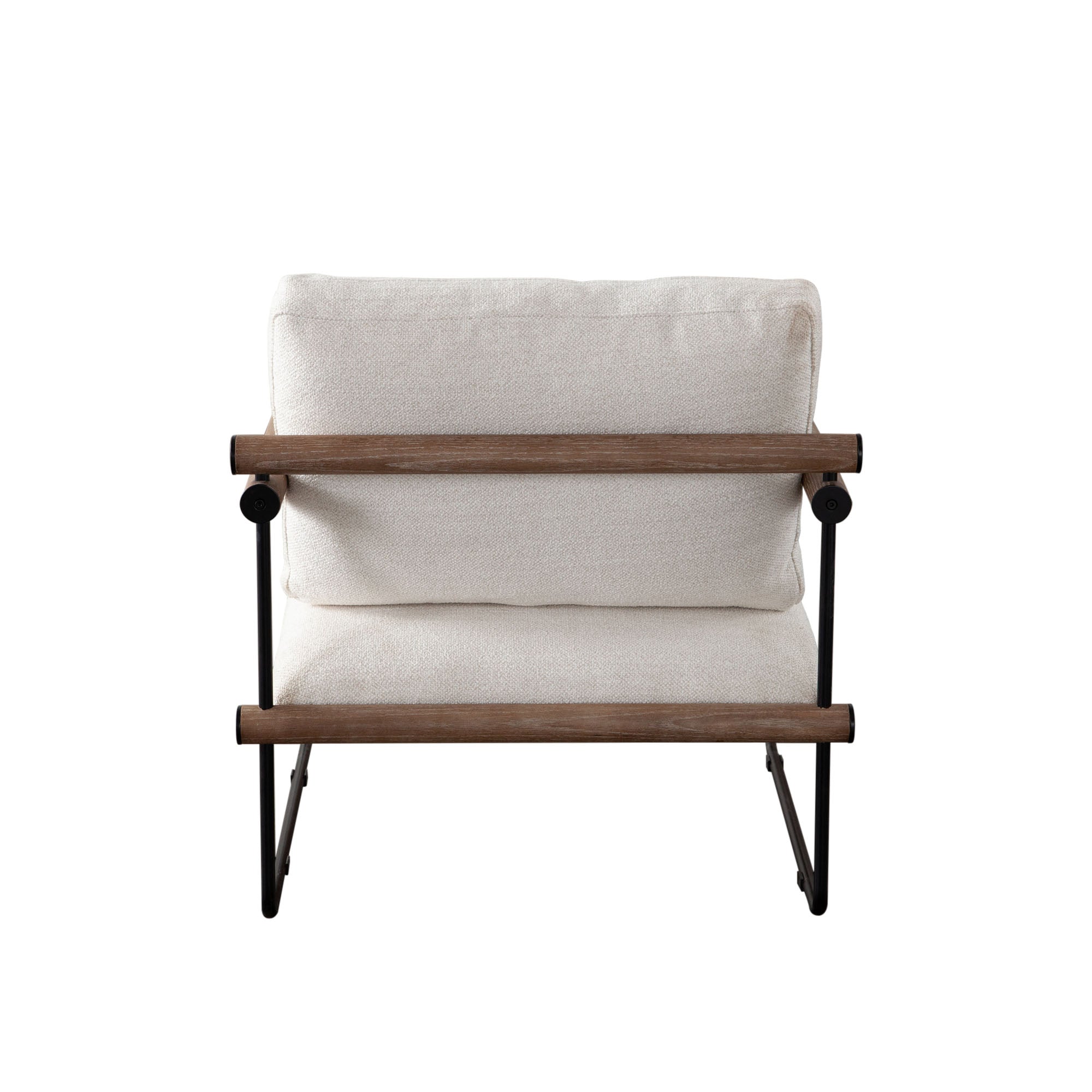 Liam Accent Chair in Cream Fabric w/ Metal Frame & Wood Arm by Diamond Sofa