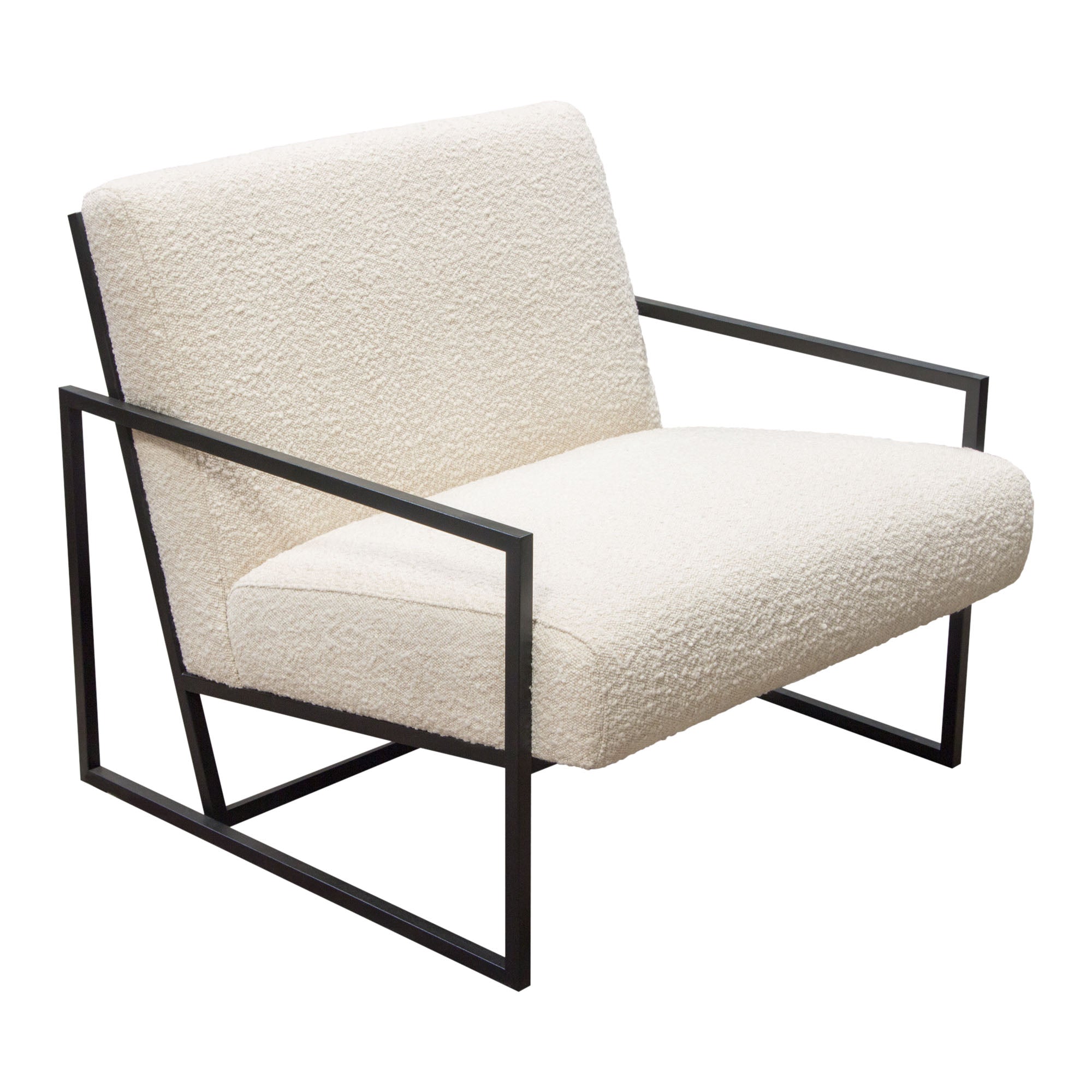 Luxe Accent Chair in Bone Boucle Textured Fabric with Black Powder Coat Frame by Diamond Sofa