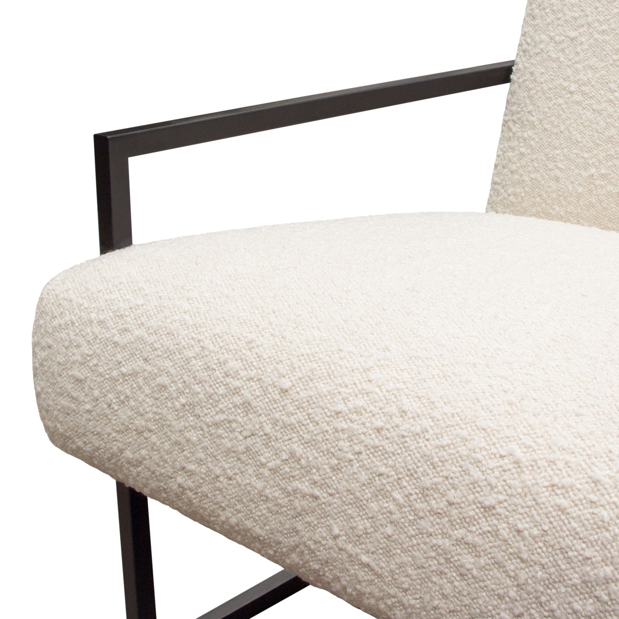 Luxe Accent Chair in Bone Boucle Textured Fabric with Black Powder Coat Frame by Diamond Sofa