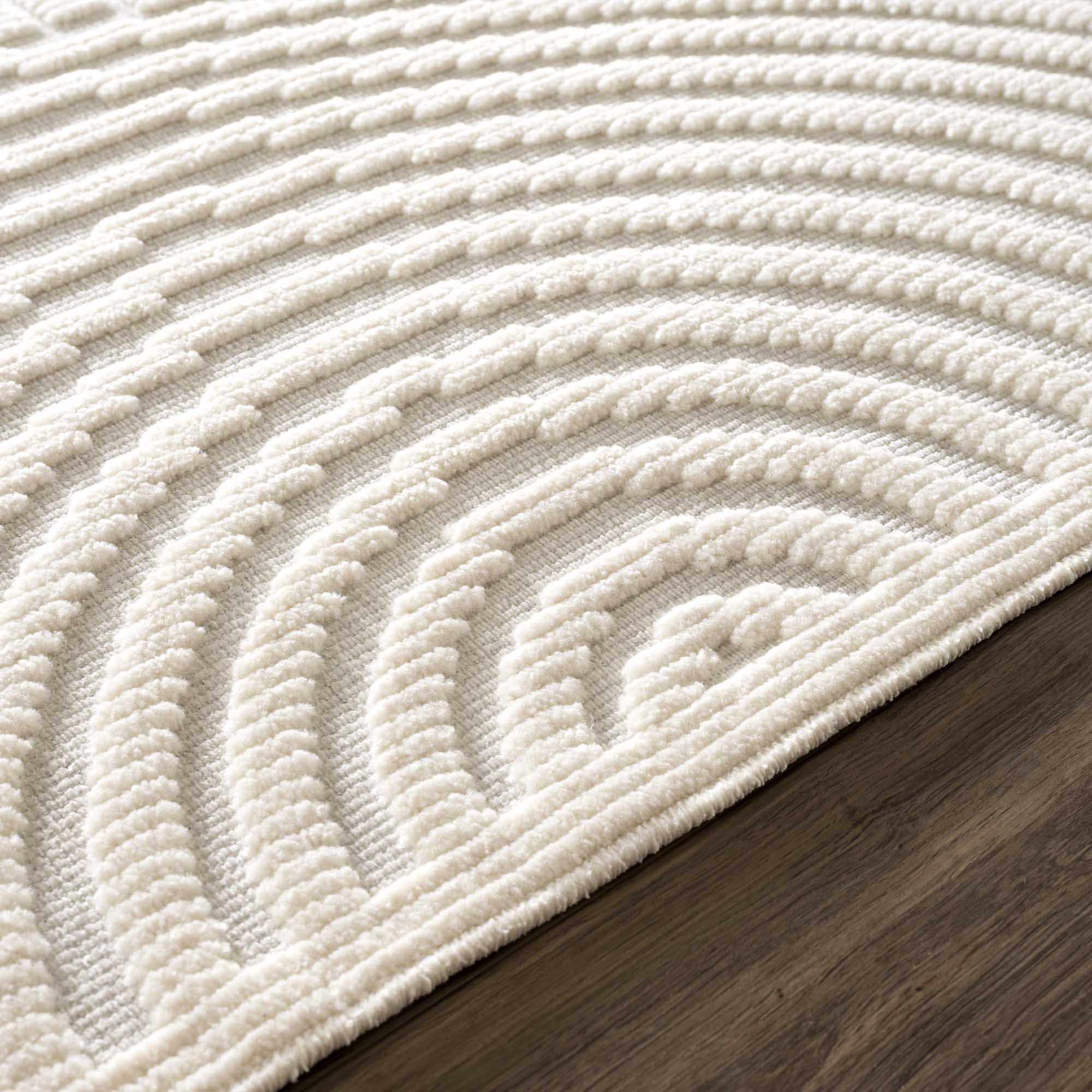 Deron White Washable 3D Rug