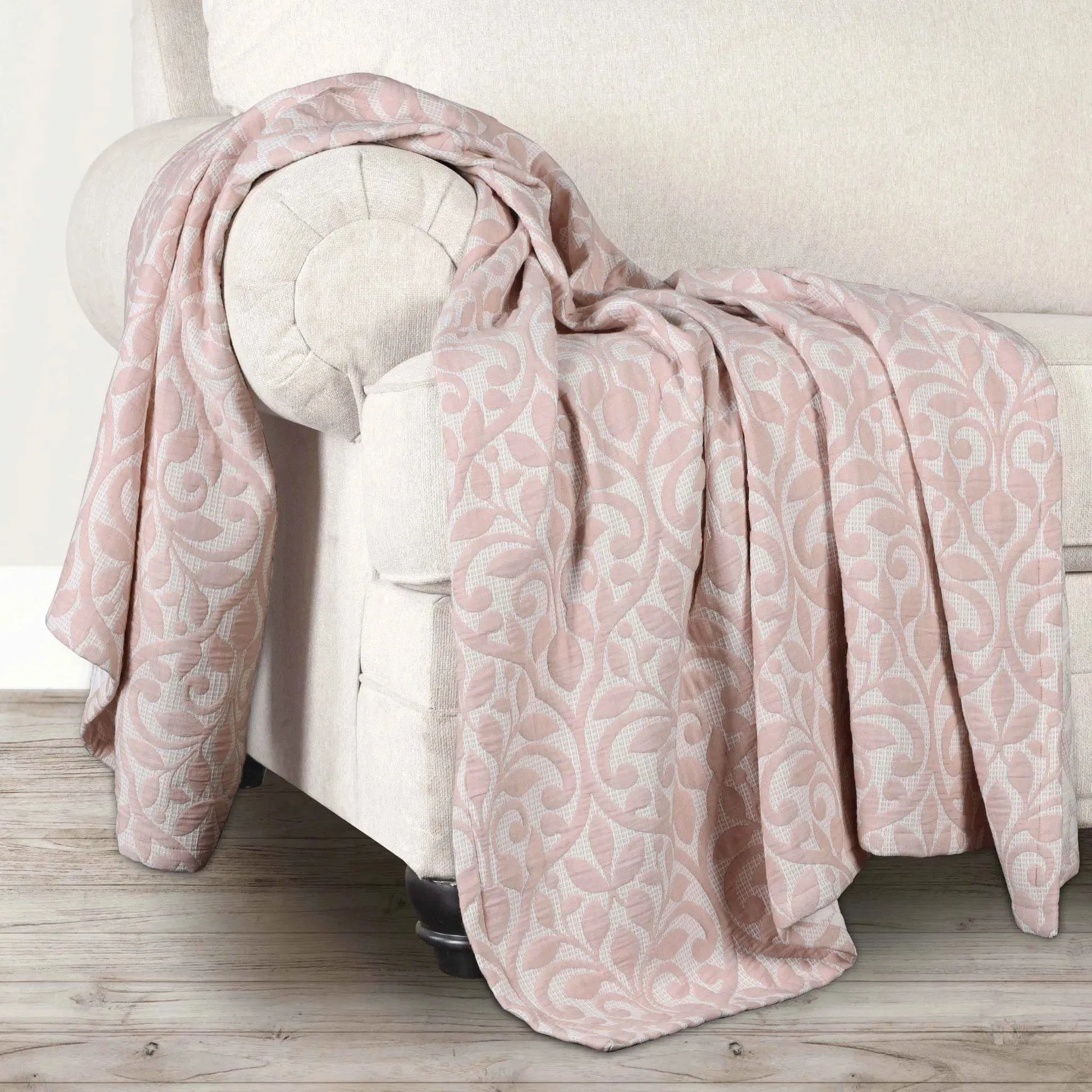 Vineyard Cotton Blend Medium Weight Matelasse Floral Scroll Coverlet - Coverlet by Superior Brand