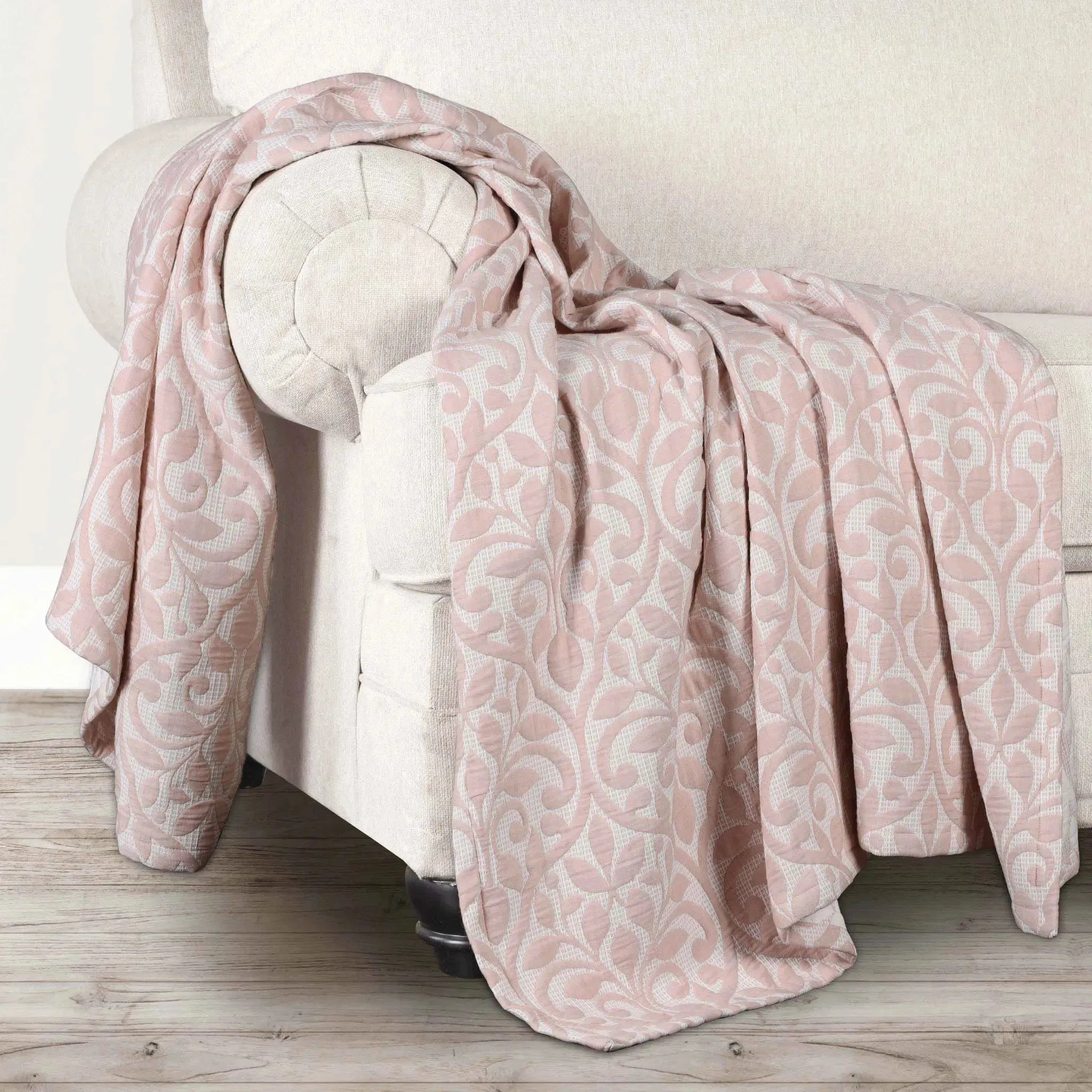 Vineyard Cotton Blend Medium Weight Matelasse Floral Scroll Coverlet - Coverlet by Superior Brand