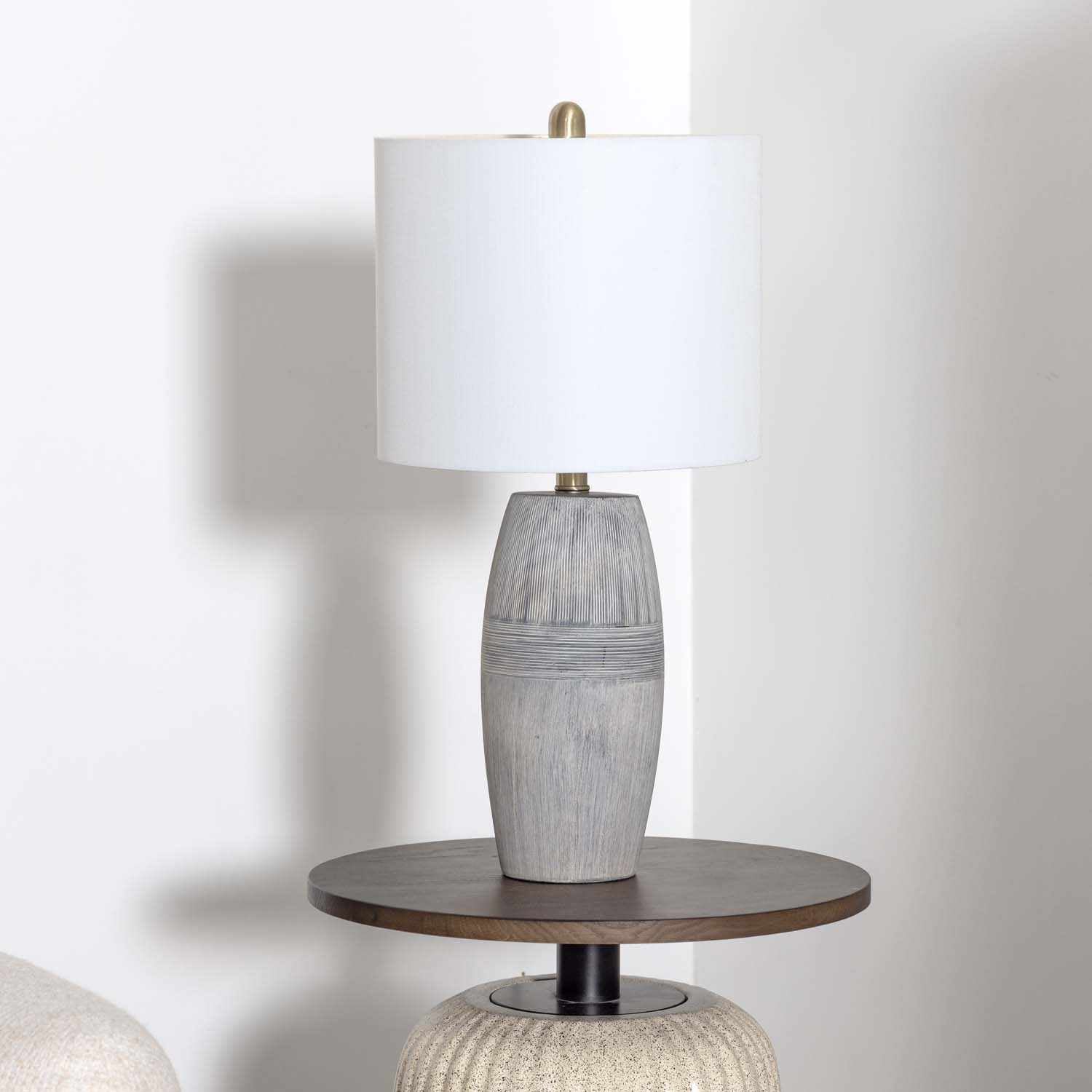 Mabayo Ribbed White Ceramic Table Lamp