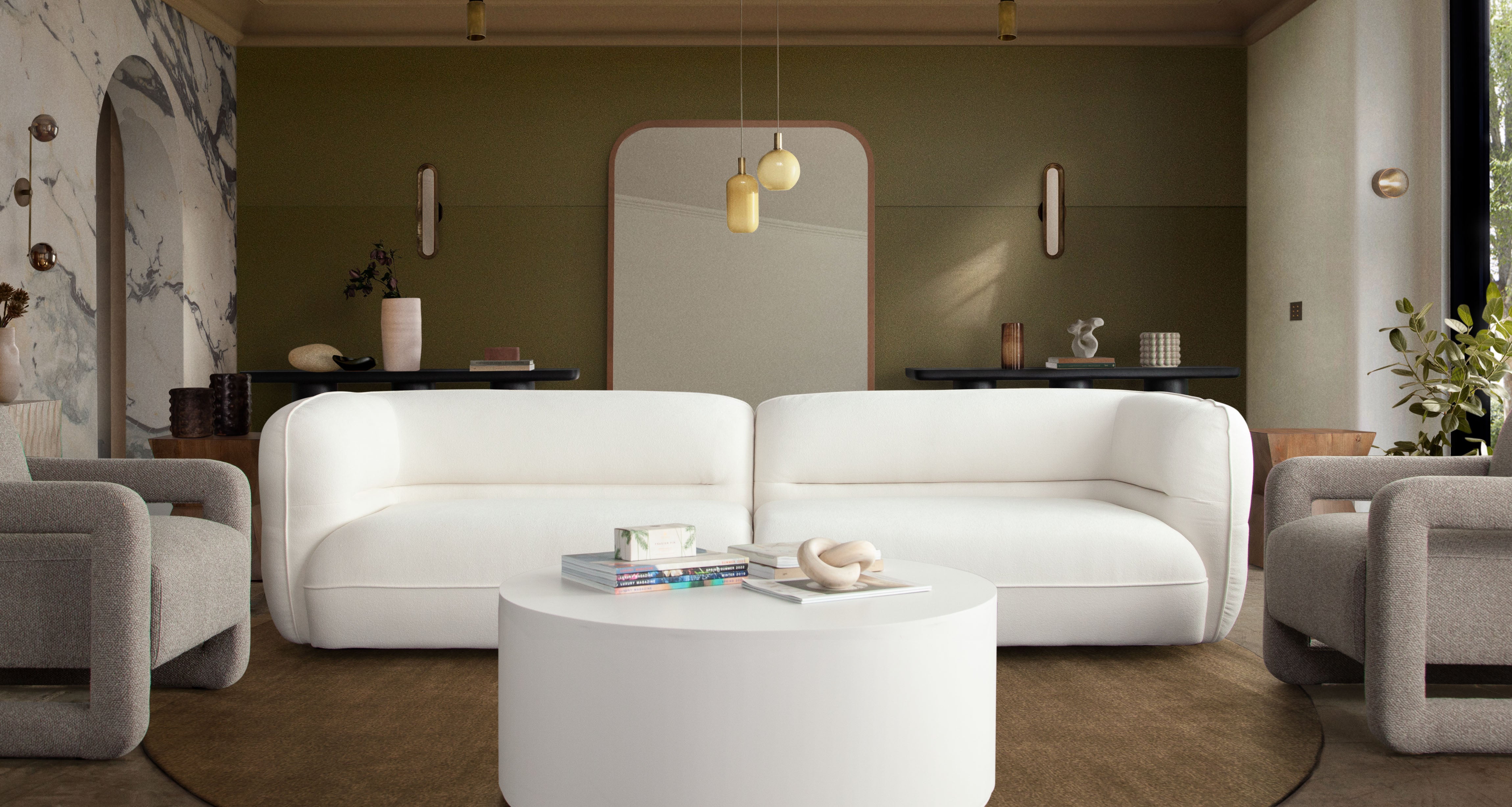 Micah 2PC Sofa in Elite Ivory Polyester Fabric by Diamond Sofa