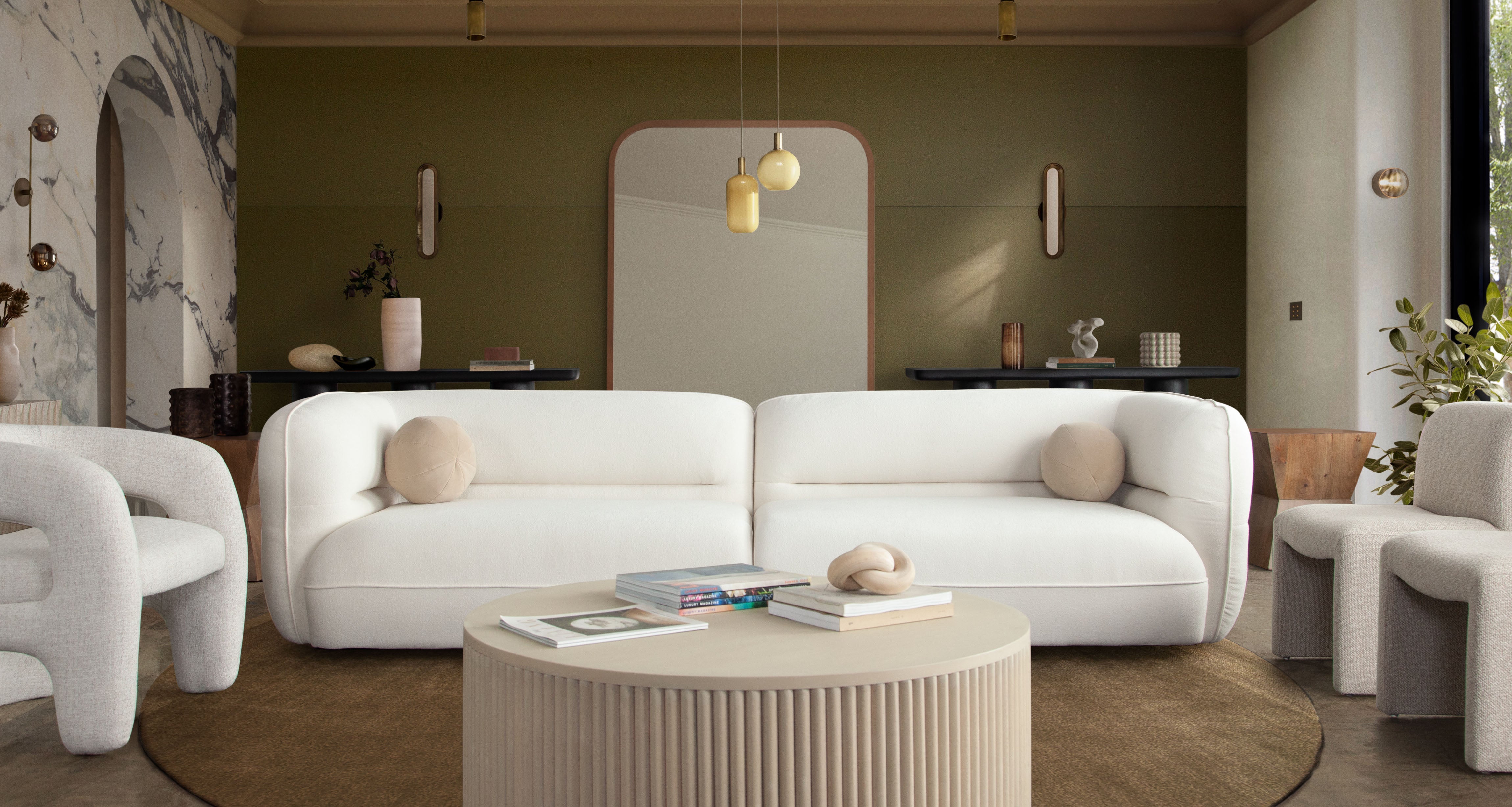 Micah 2PC Sofa in Elite Ivory Polyester Fabric by Diamond Sofa