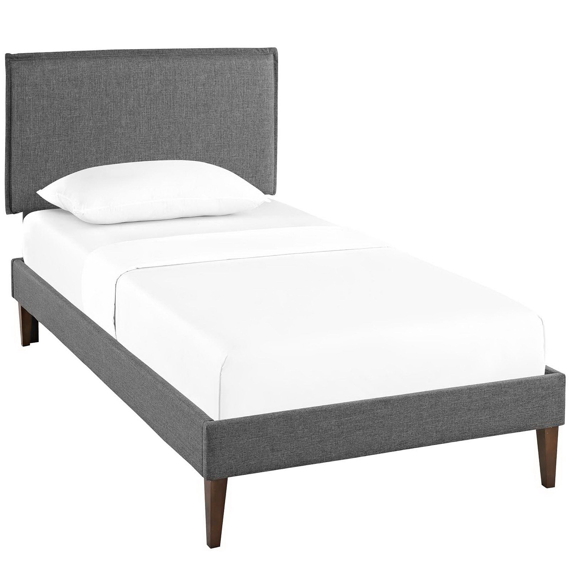 Camille Fabric Twin Platform Bed with Squared Tapered Legs by Modway