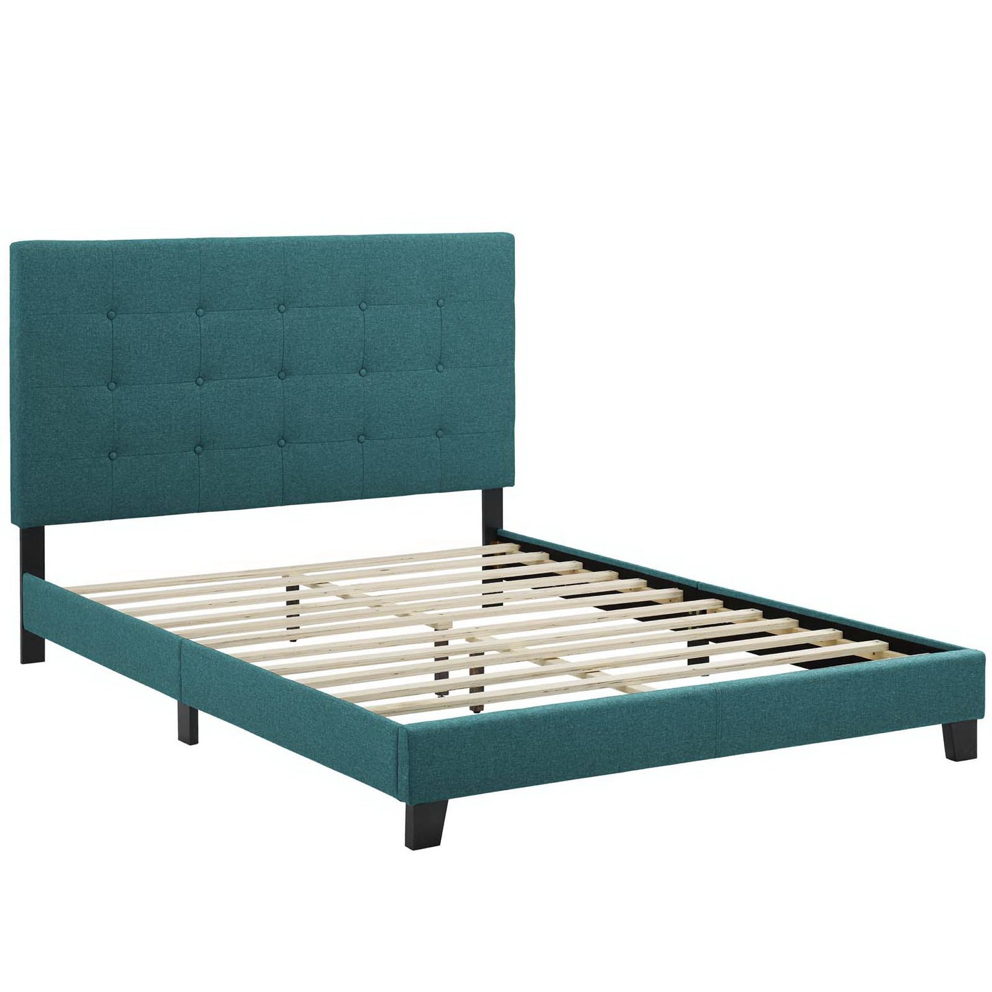 Melanie Tufted Button Upholstered Fabric Queen Platform Bed by Modway - Best Buy Furniture