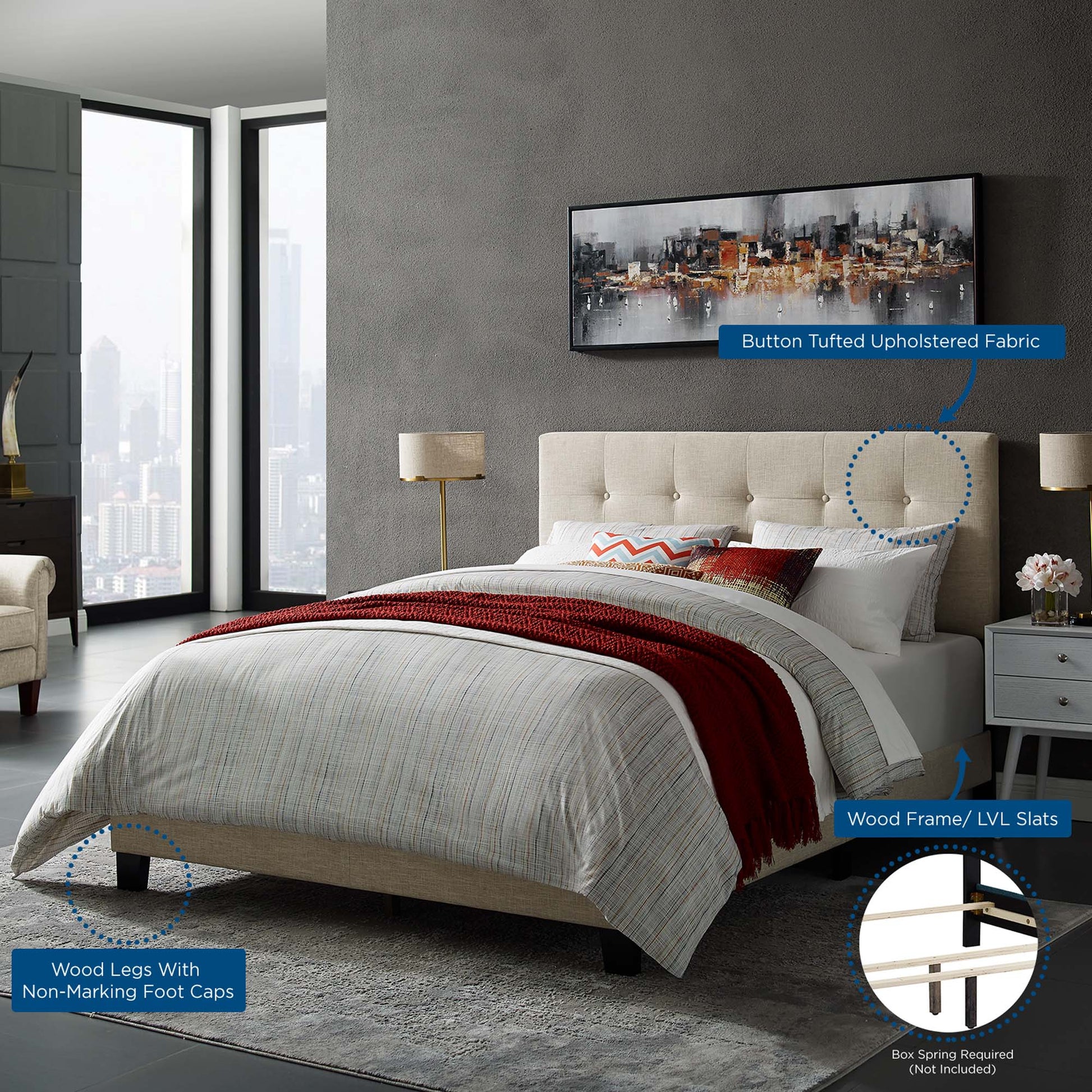 Amira Upholstered Fabric Full Bed by Modway - Best Buy Furniture