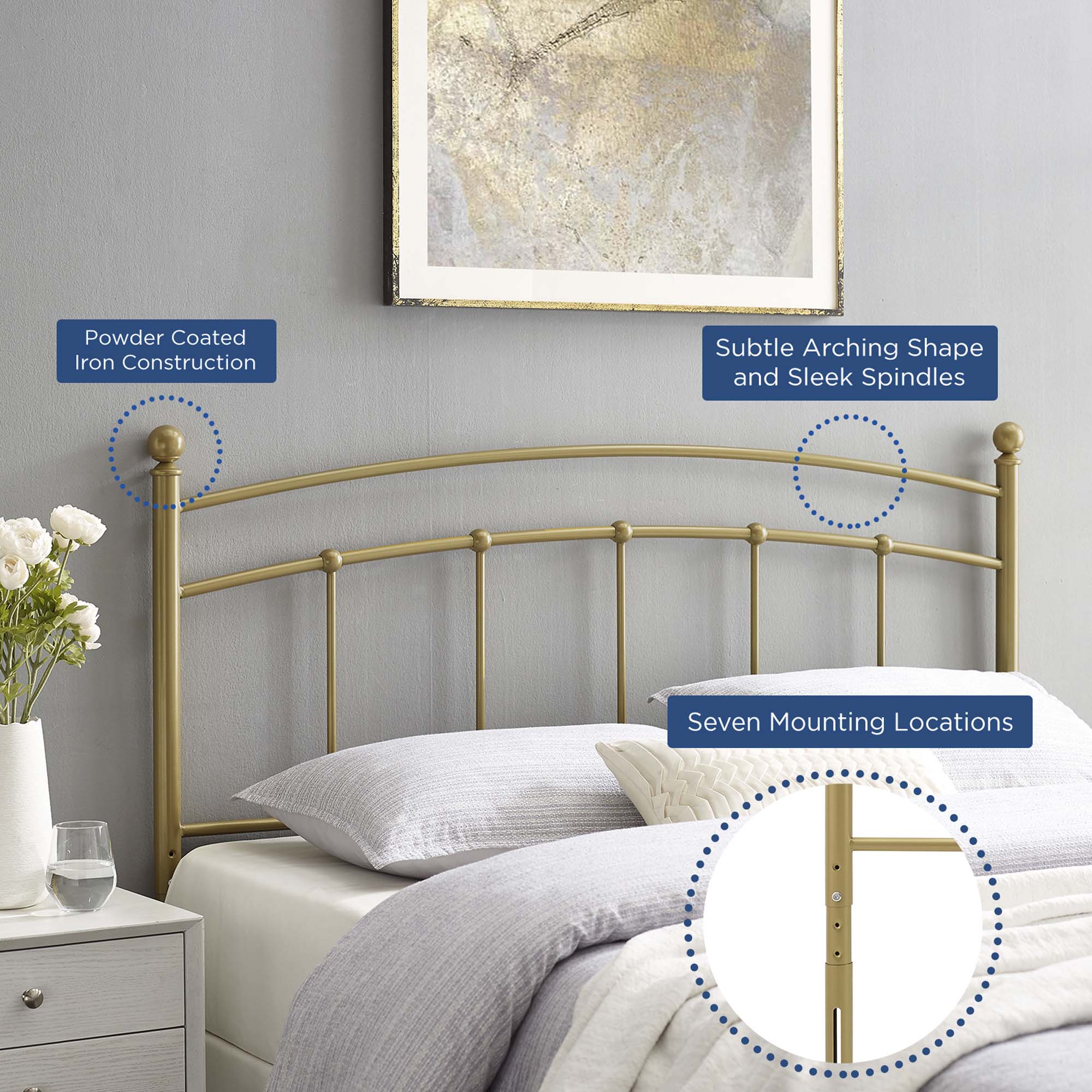 Abigail Metal King Headboard by Modway