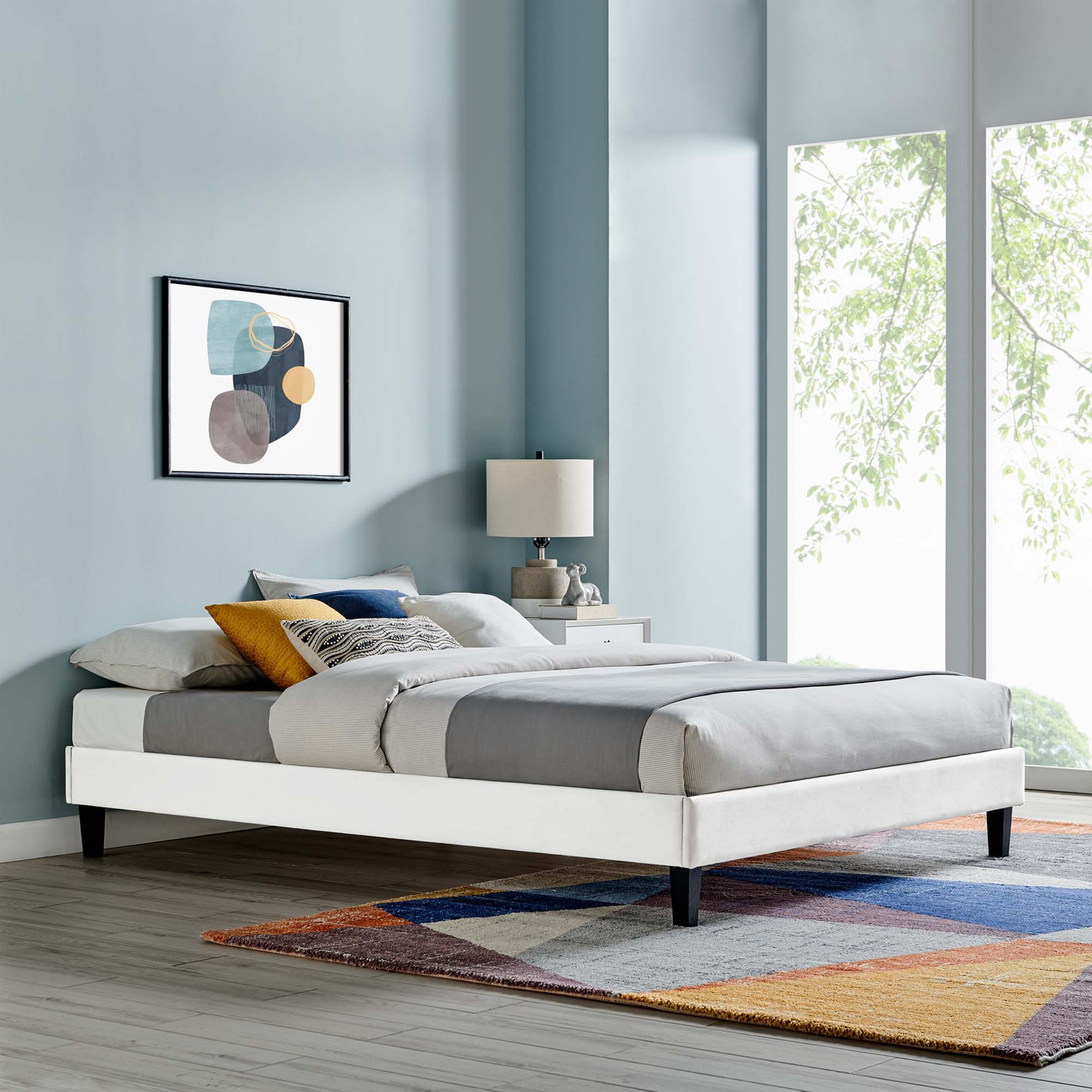 Reign Performance Velvet Twin Platform Bed Frame by Modway - Best Buy Furniture