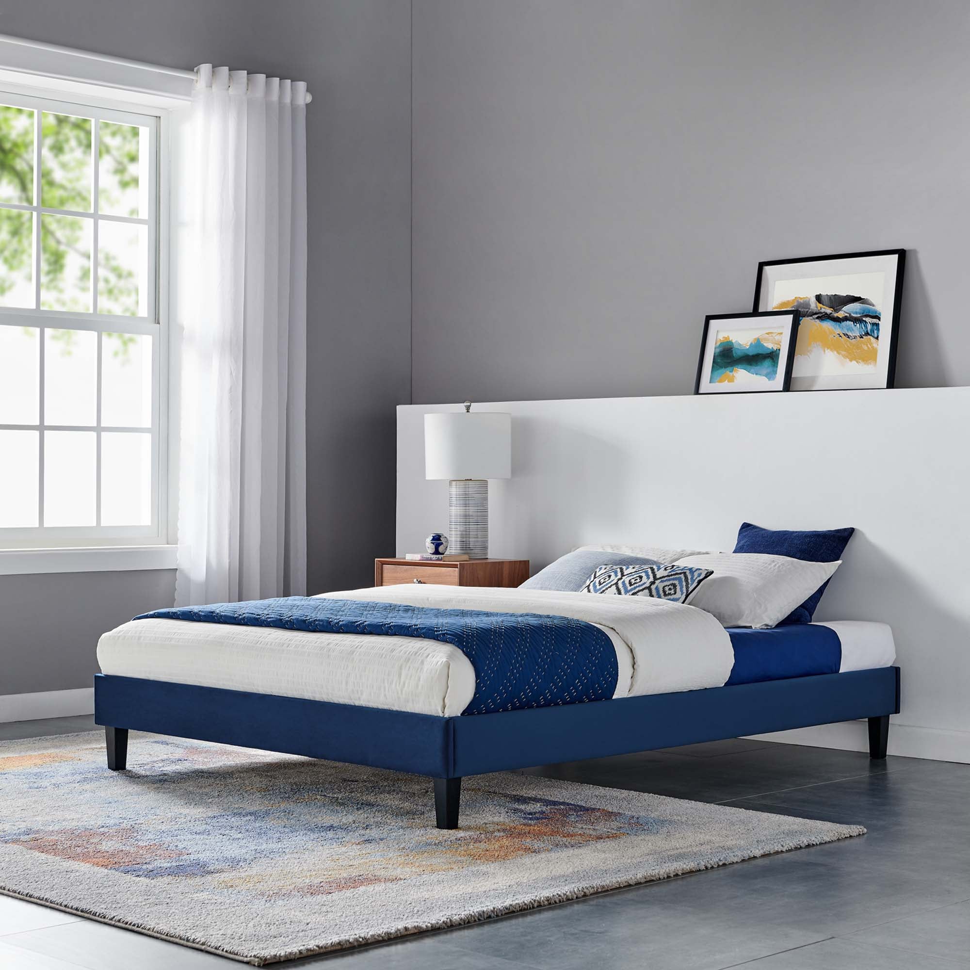 Reign Performance Velvet King Platform Bed Frame by Modway - Best Buy Furniture