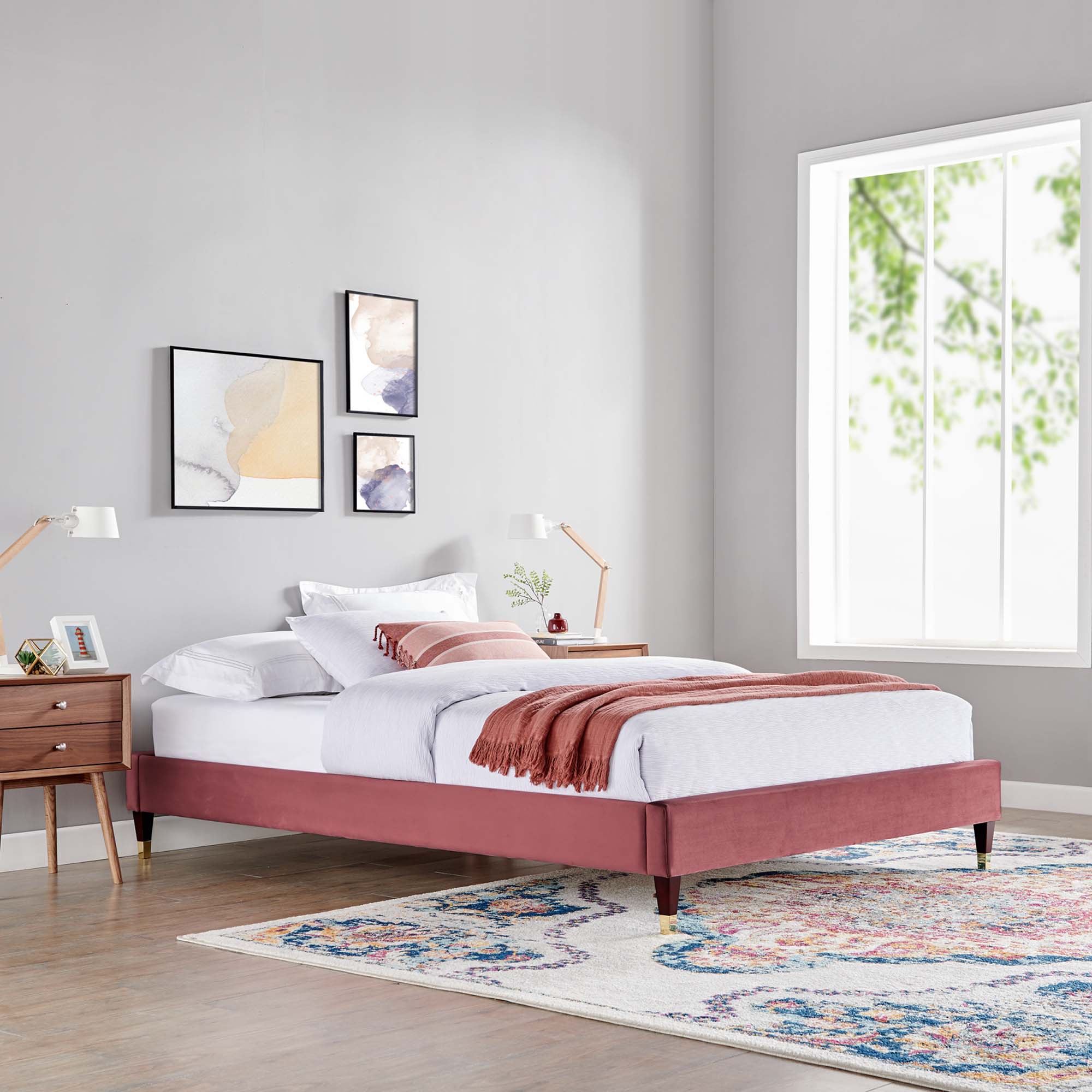 Harlow Performance Velvet Queen Platform Bed Frame by Modway - Best Buy Furniture