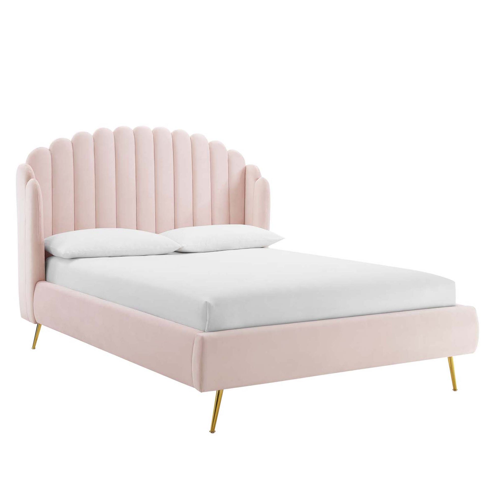 Lana Performance Velvet Queen Wingback Platform Bed by Modway - Best Buy Furniture