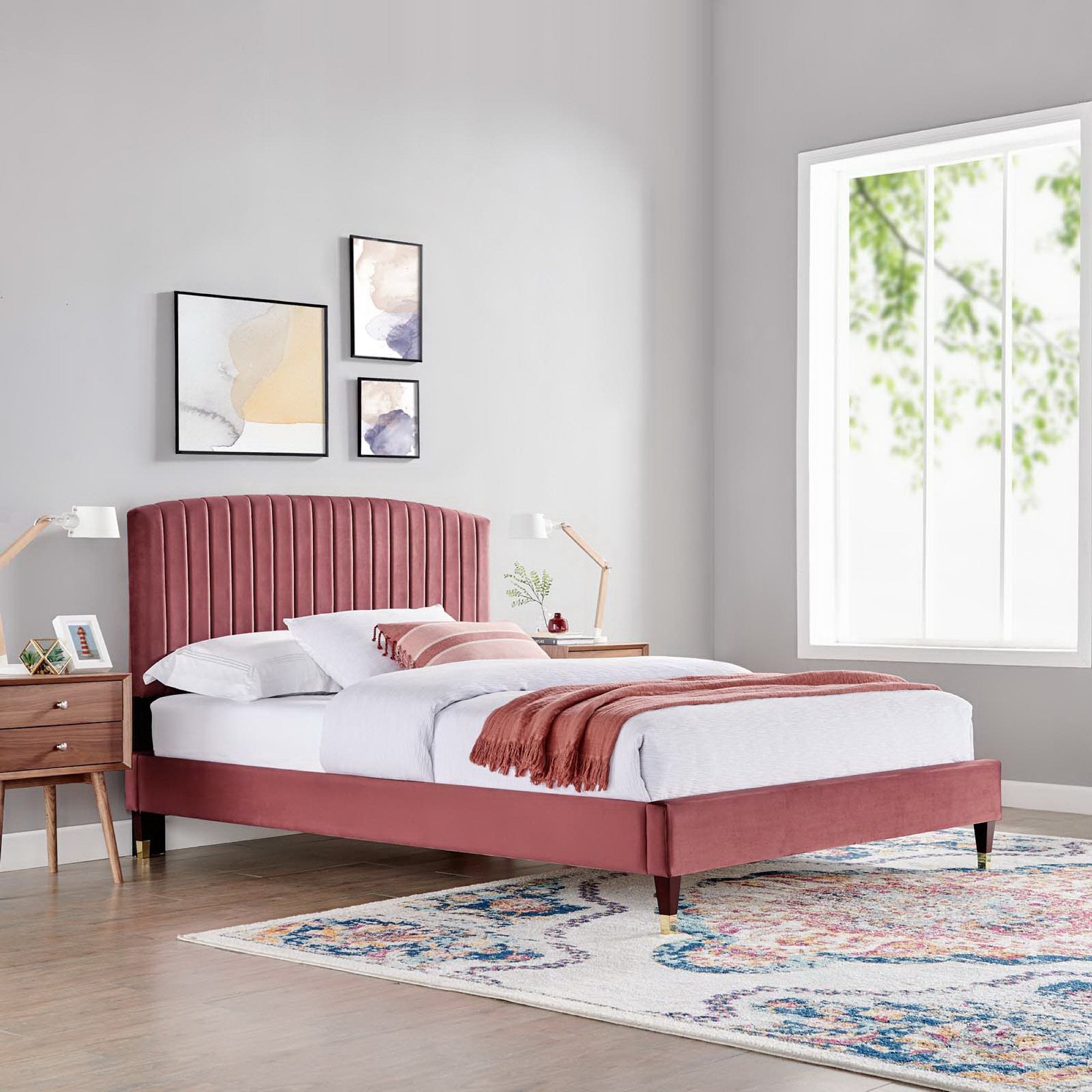 Alessi Performance Velvet Queen Platform Bed by Modway - Best Buy Furniture