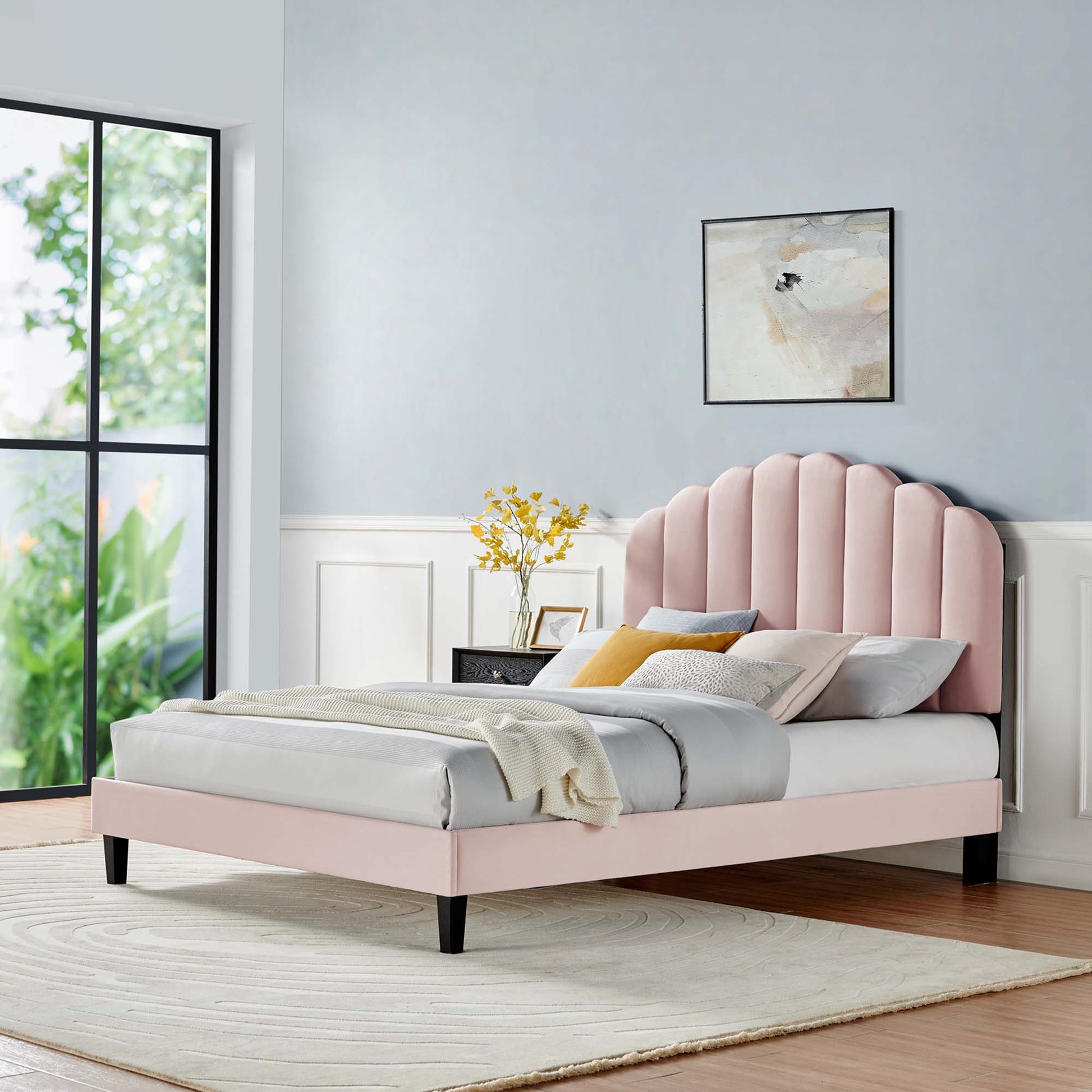 Daisy Performance Velvet Queen Platform Bed by Modway - Best Buy Furniture