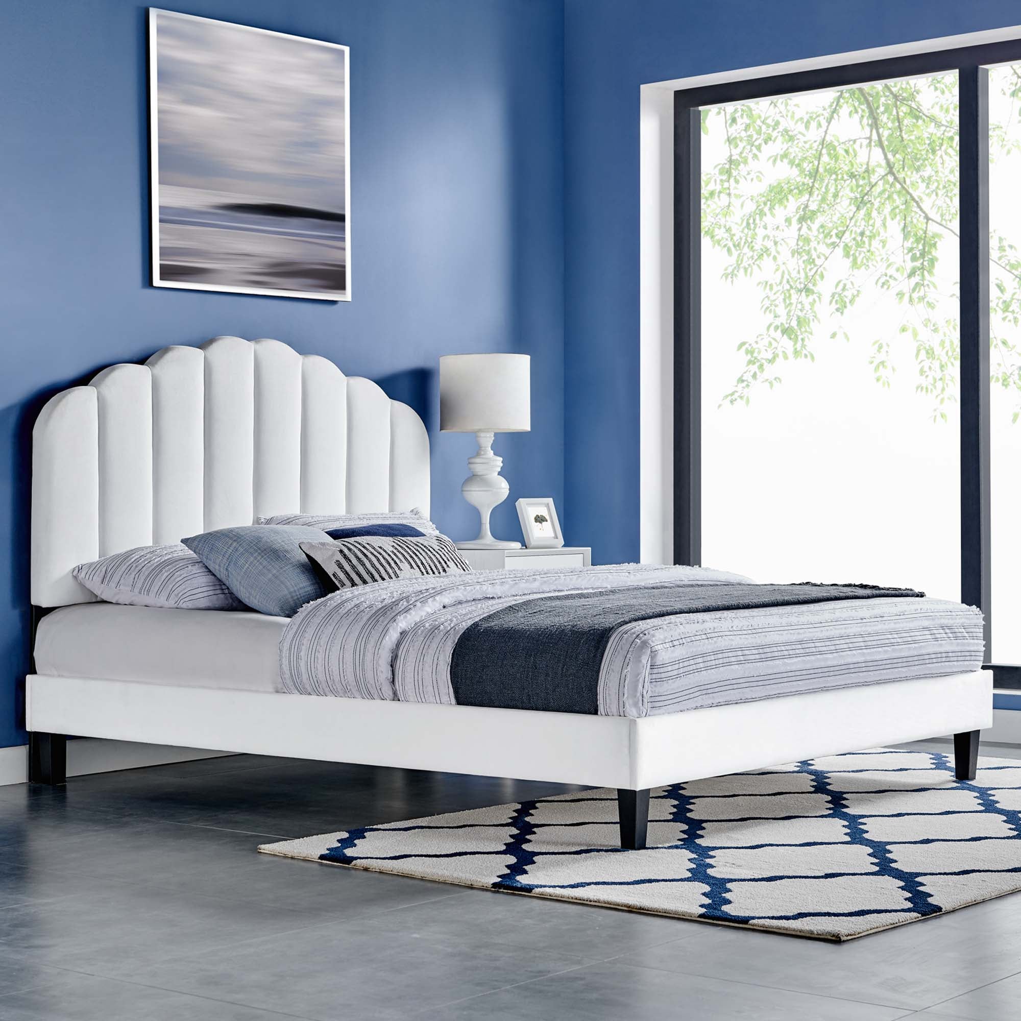 Daisy Performance Velvet Queen Platform Bed by Modway - Best Buy Furniture