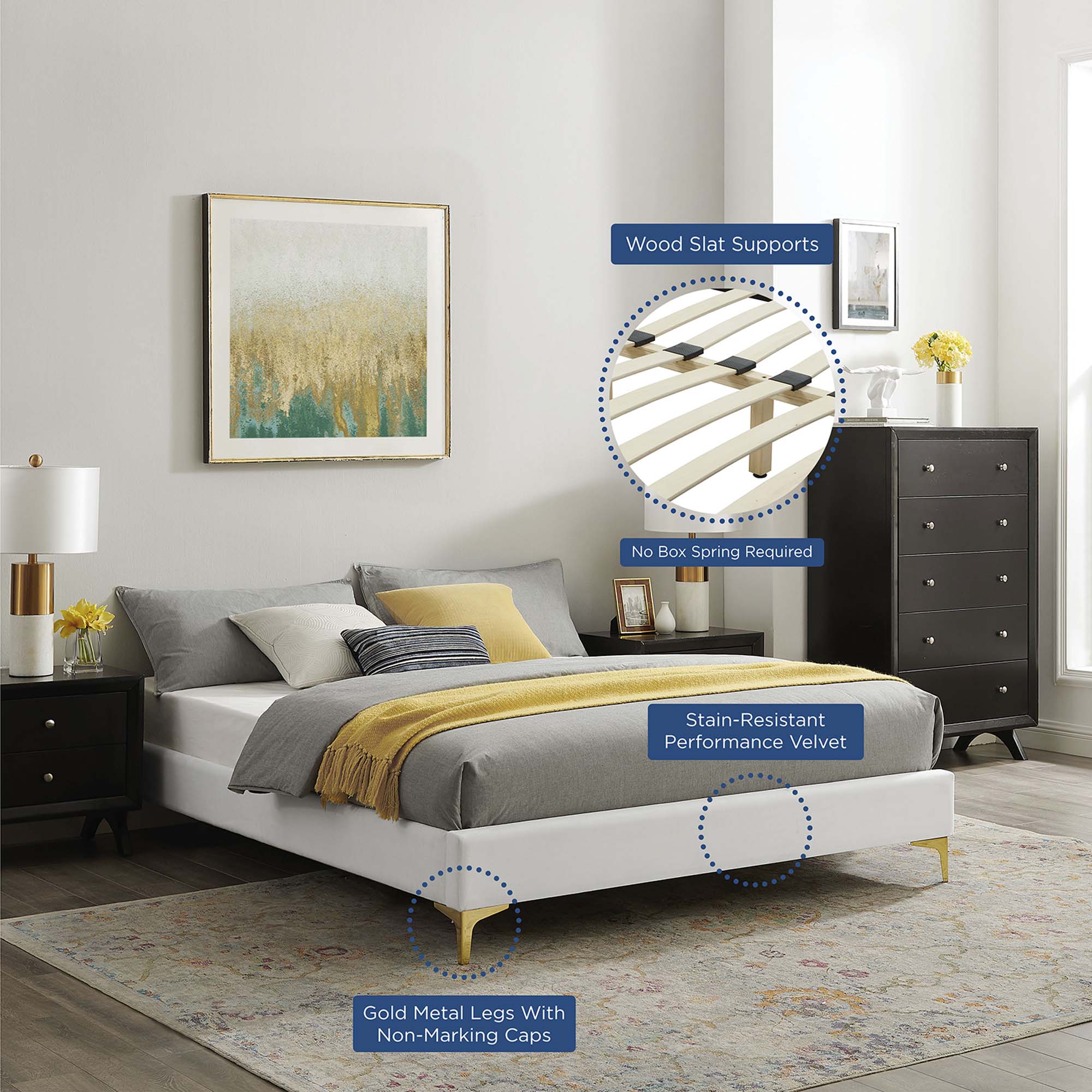 Sutton Performance Velvet King Bed Frame by Modway - Best Buy Furniture