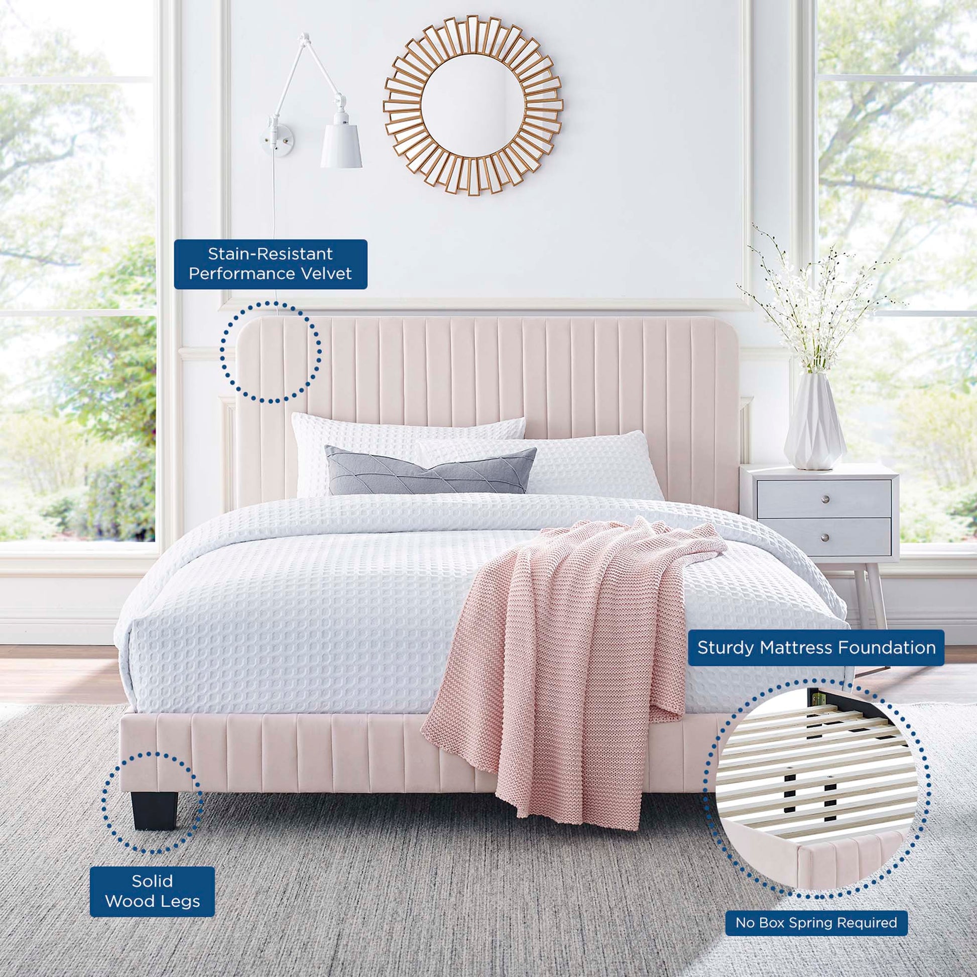 Celine Channel Tufted Performance Velvet Full Platform Bed by Modway - Best Buy Furniture