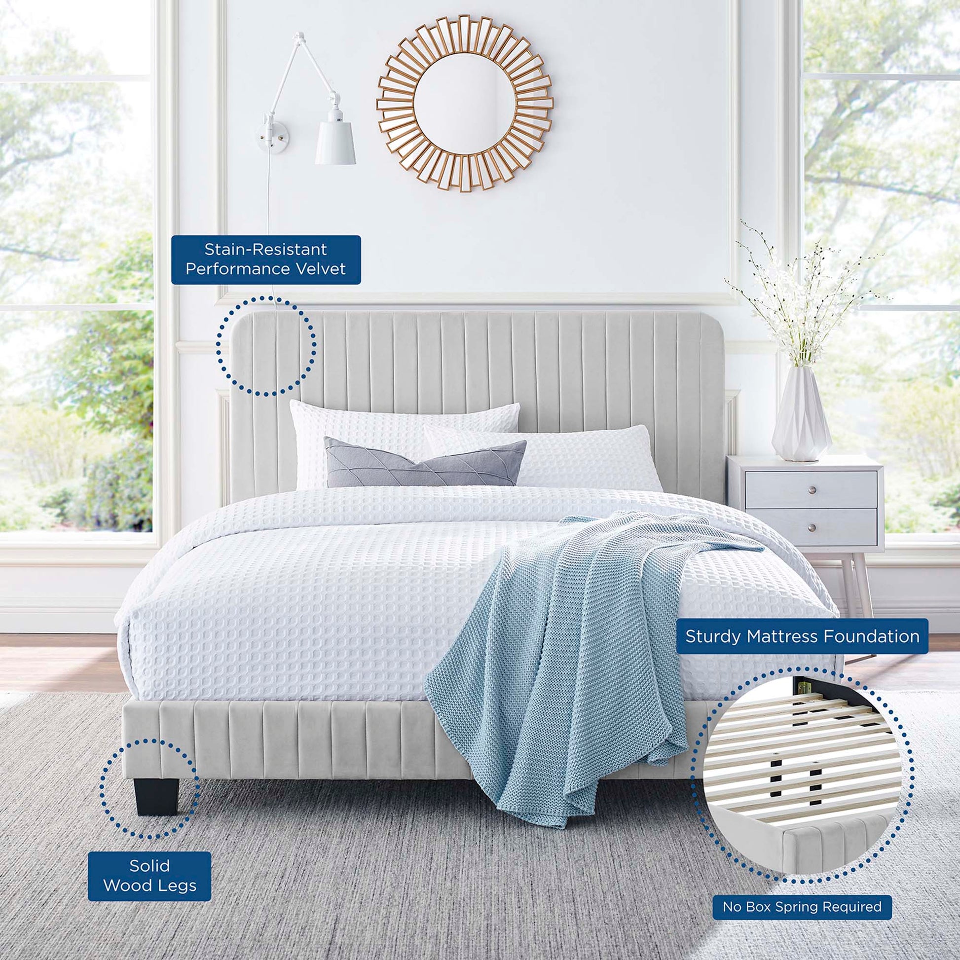 Celine Channel Tufted Performance Velvet Twin Platform Bed by Modway - Best Buy Furniture