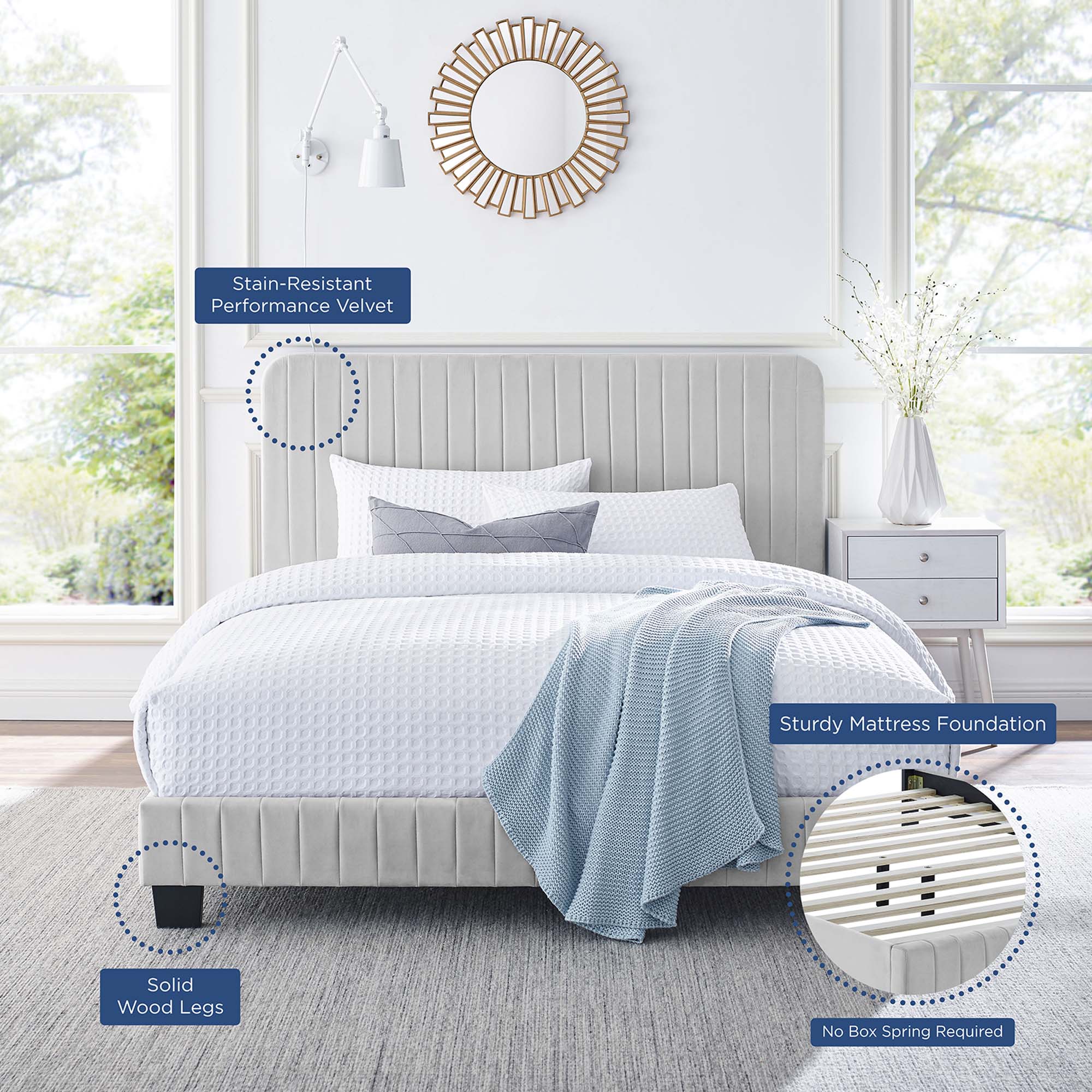 Celine Channel Tufted Performance Velvet Twin Platform Bed by Modway - Best Buy Furniture