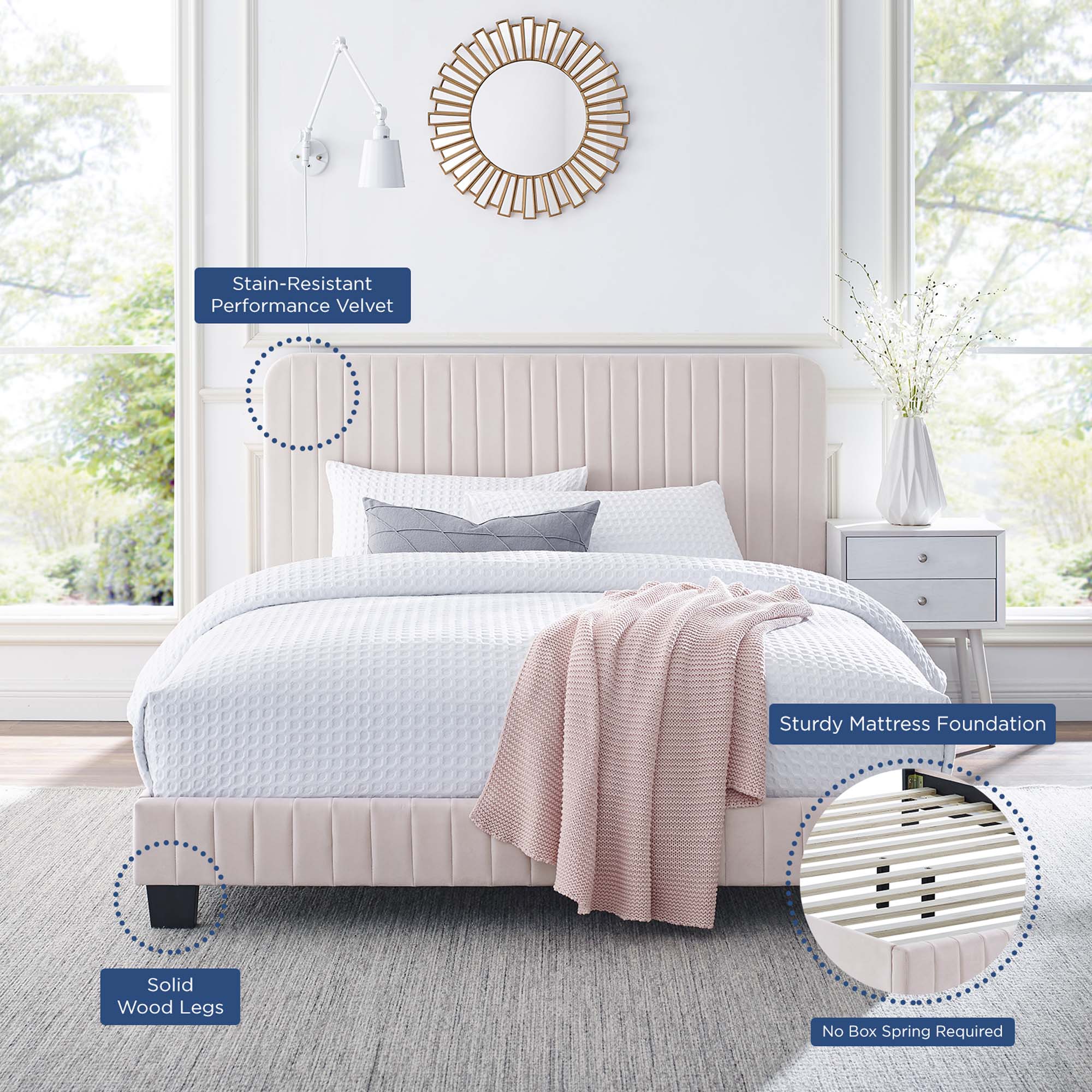 Celine Channel Tufted Performance Velvet Twin Platform Bed by Modway - Best Buy Furniture