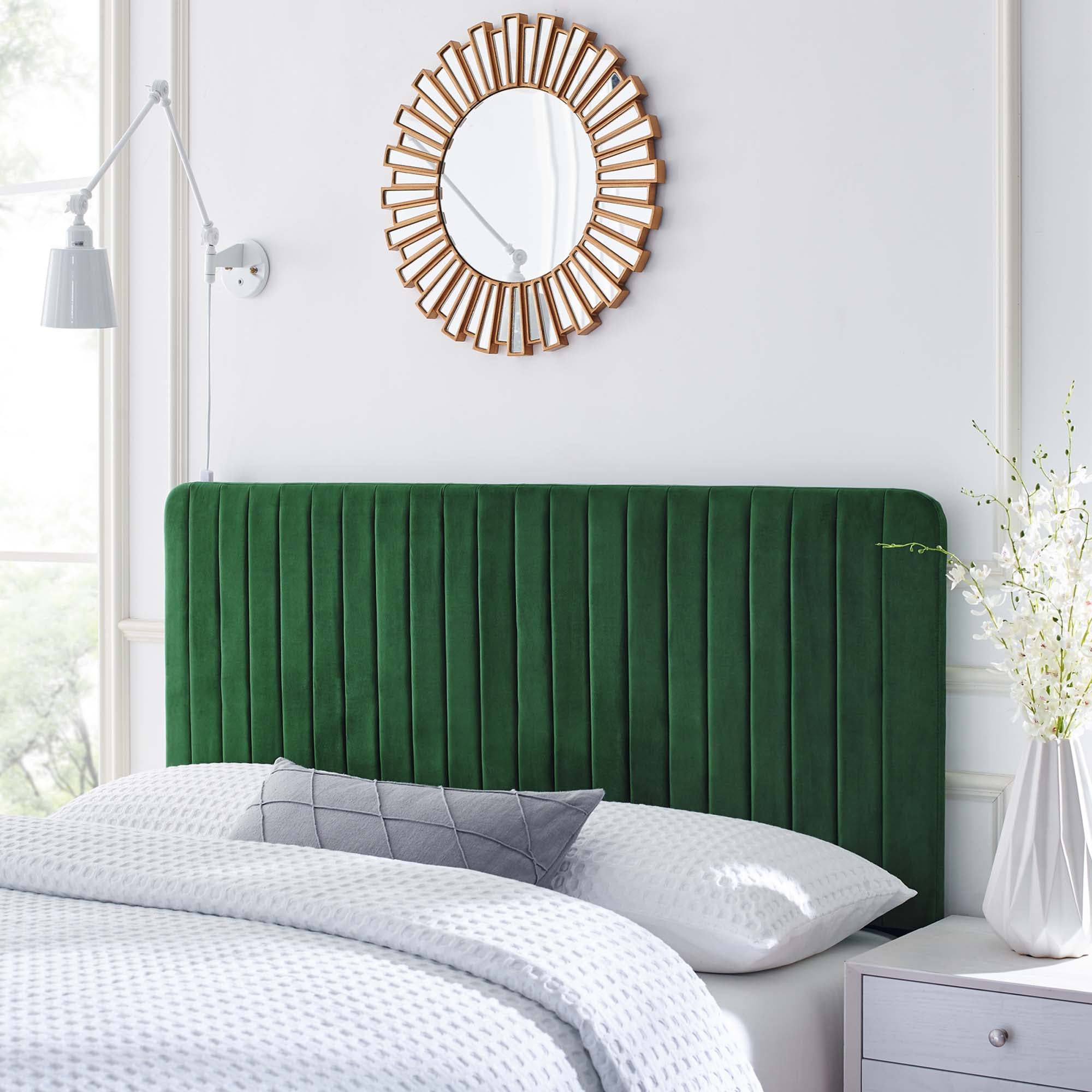 Milenna Channel Tufted Performance Velvet Twin Headboard by Modway - Best Buy Furniture