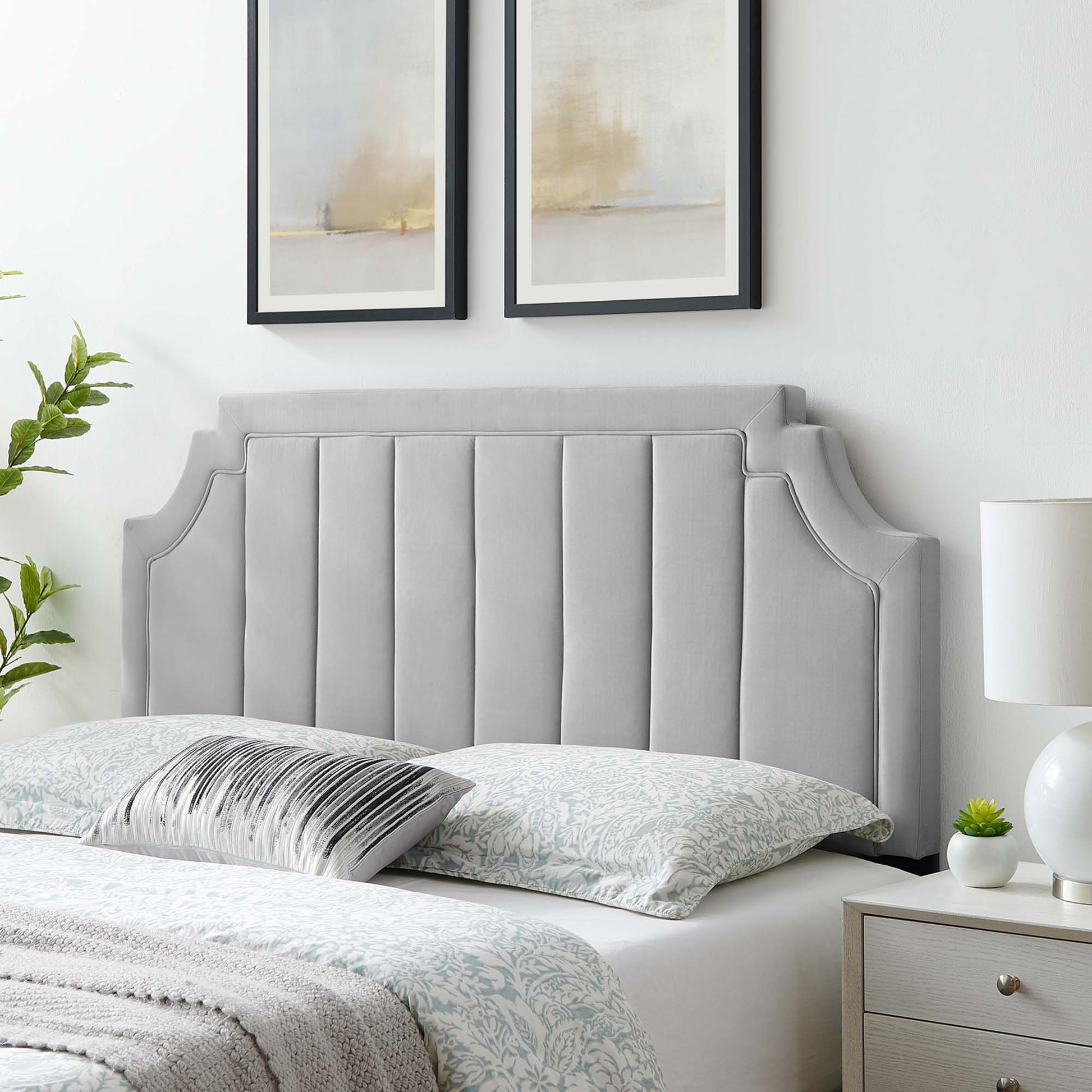 Alyona Channel Tufted Performance Velvet Twin Headboard by Modway - Best Buy Furniture