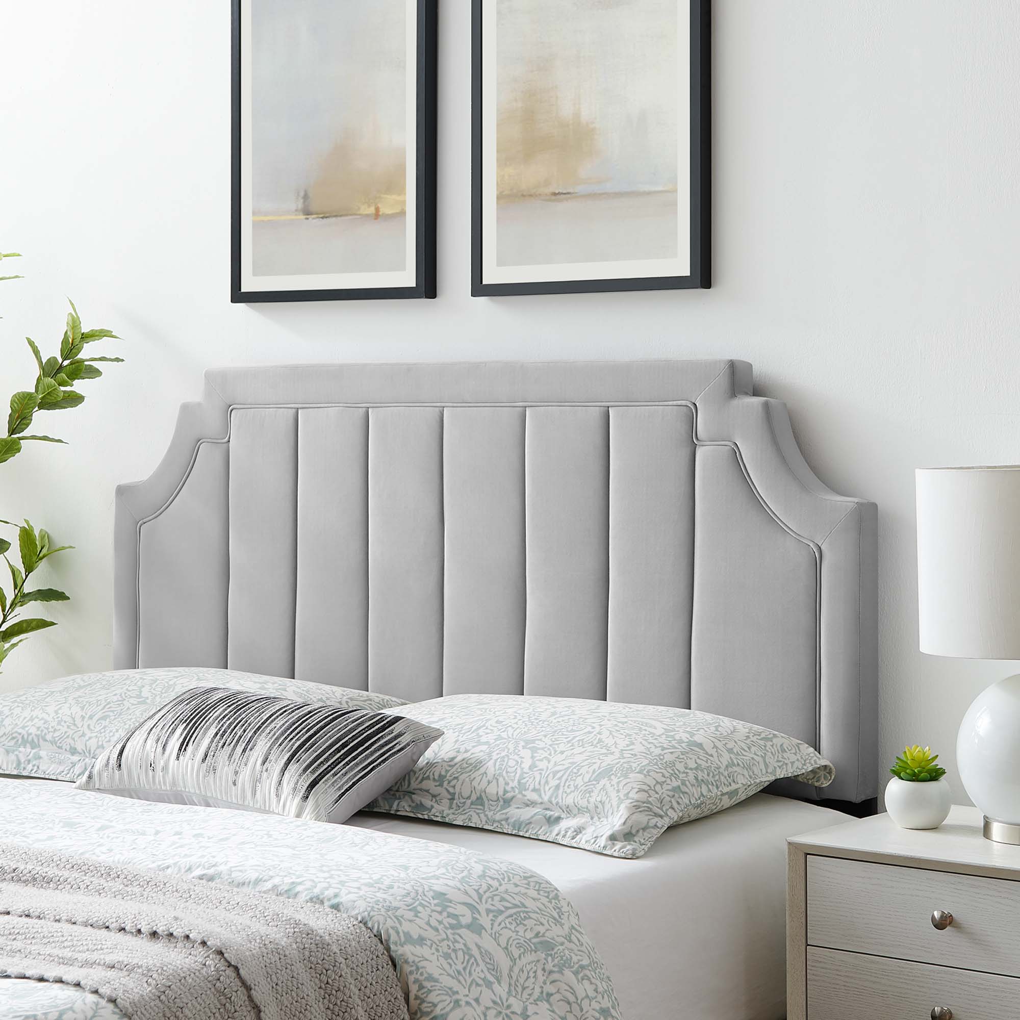 Alyona Channel Tufted Performance Velvet Twin Headboard by Modway - Best Buy Furniture