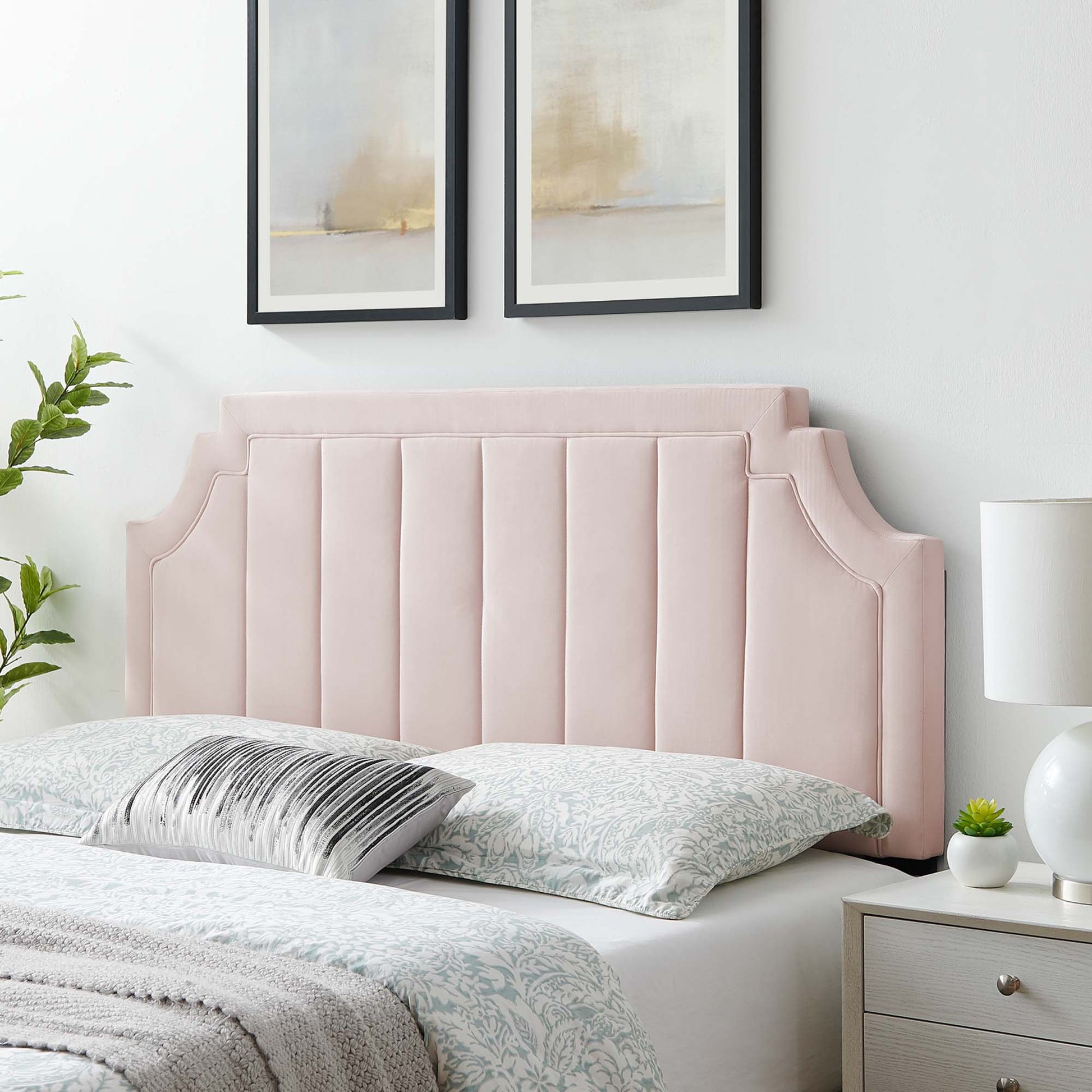 Alyona Channel Tufted Performance Velvet Twin Headboard by Modway - Best Buy Furniture