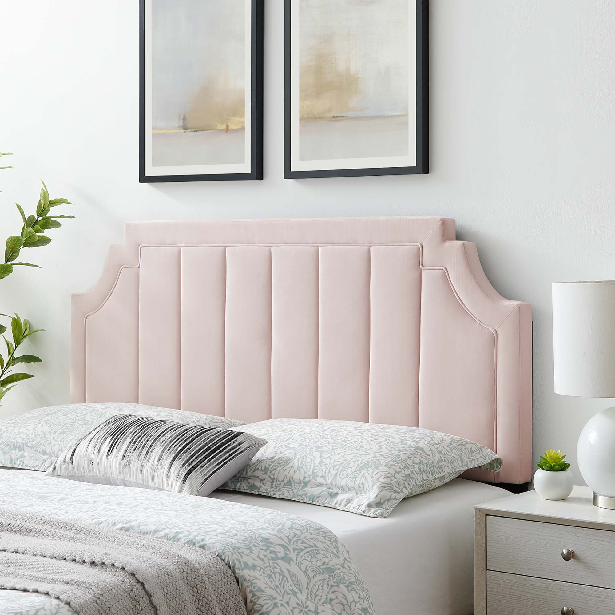 Alyona Channel Tufted Performance Velvet Twin Headboard by Modway - Best Buy Furniture