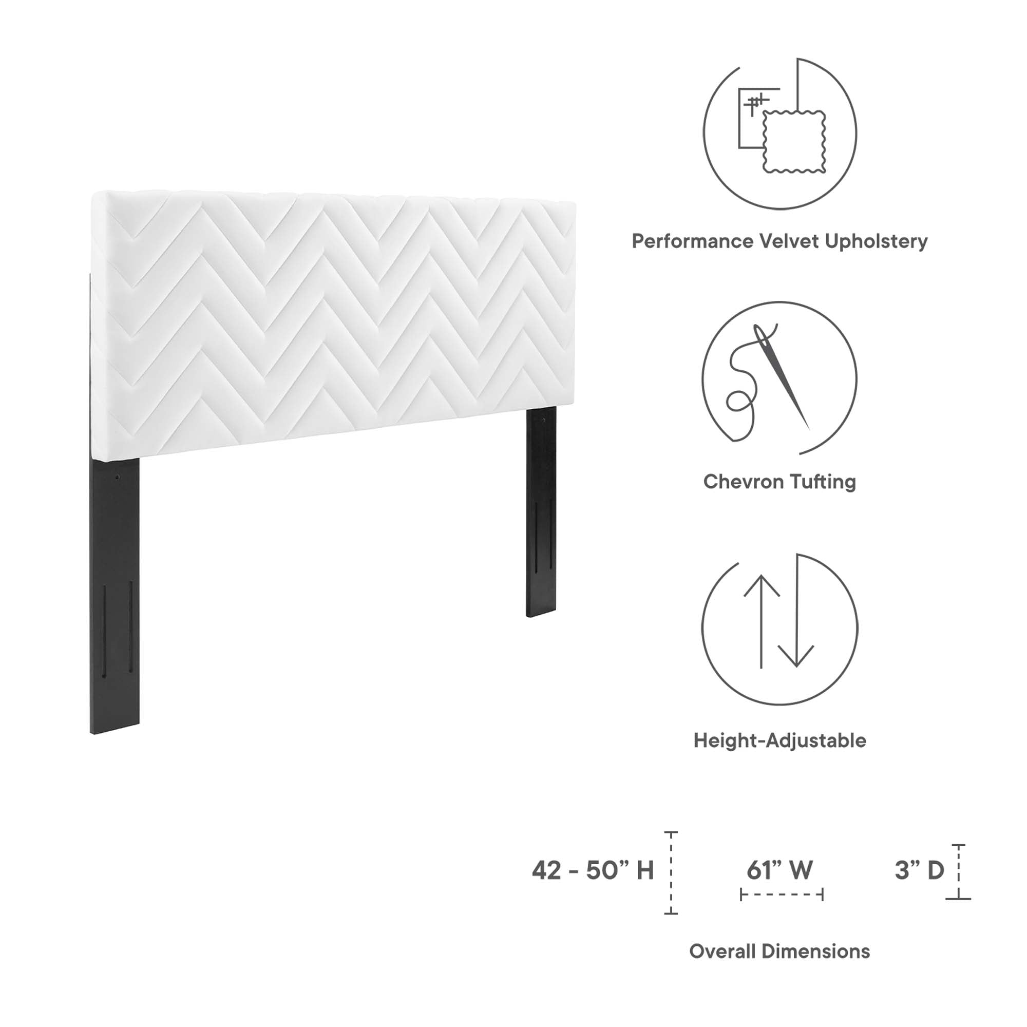Mercy Chevron Tufted Performance Velvet Full/Queen Headboard by Modway - Best Buy Furniture