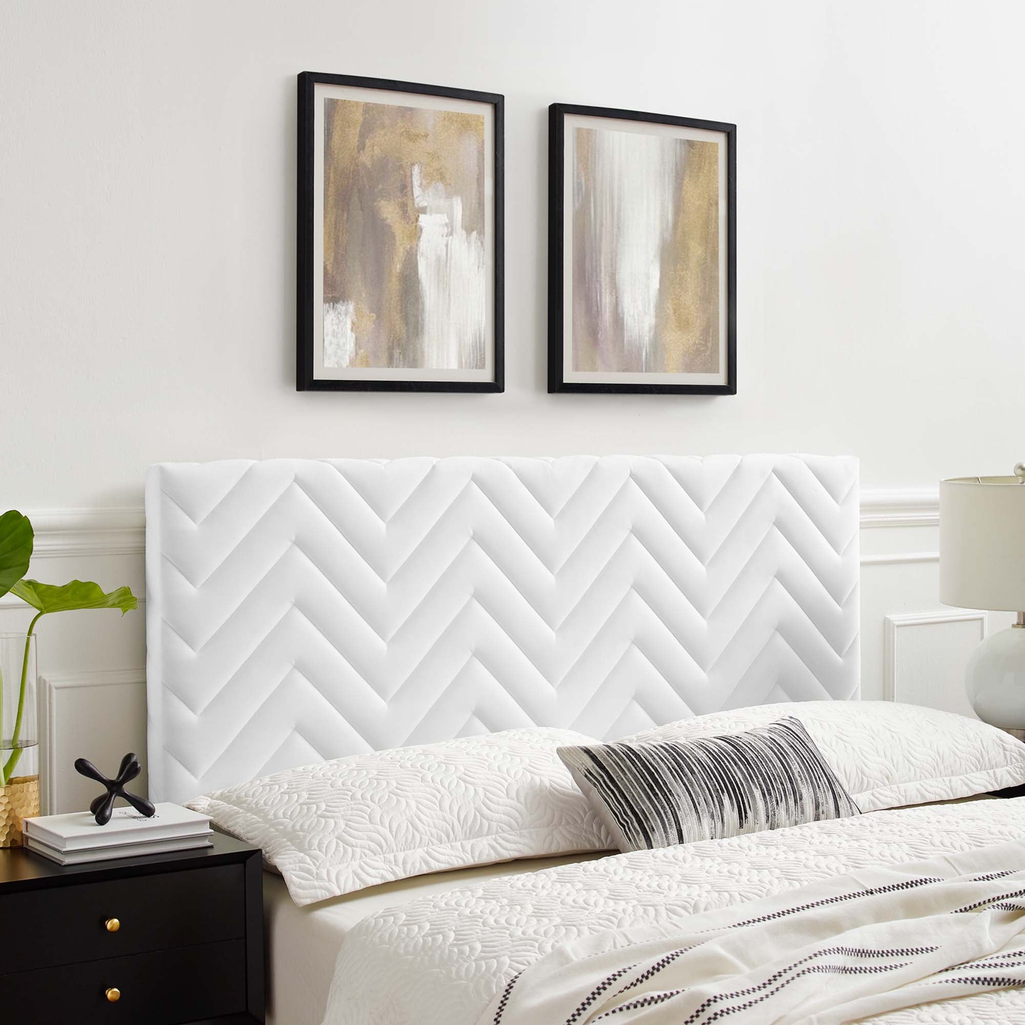 Mercy Chevron Tufted Performance Velvet Full/Queen Headboard by Modway - Best Buy Furniture