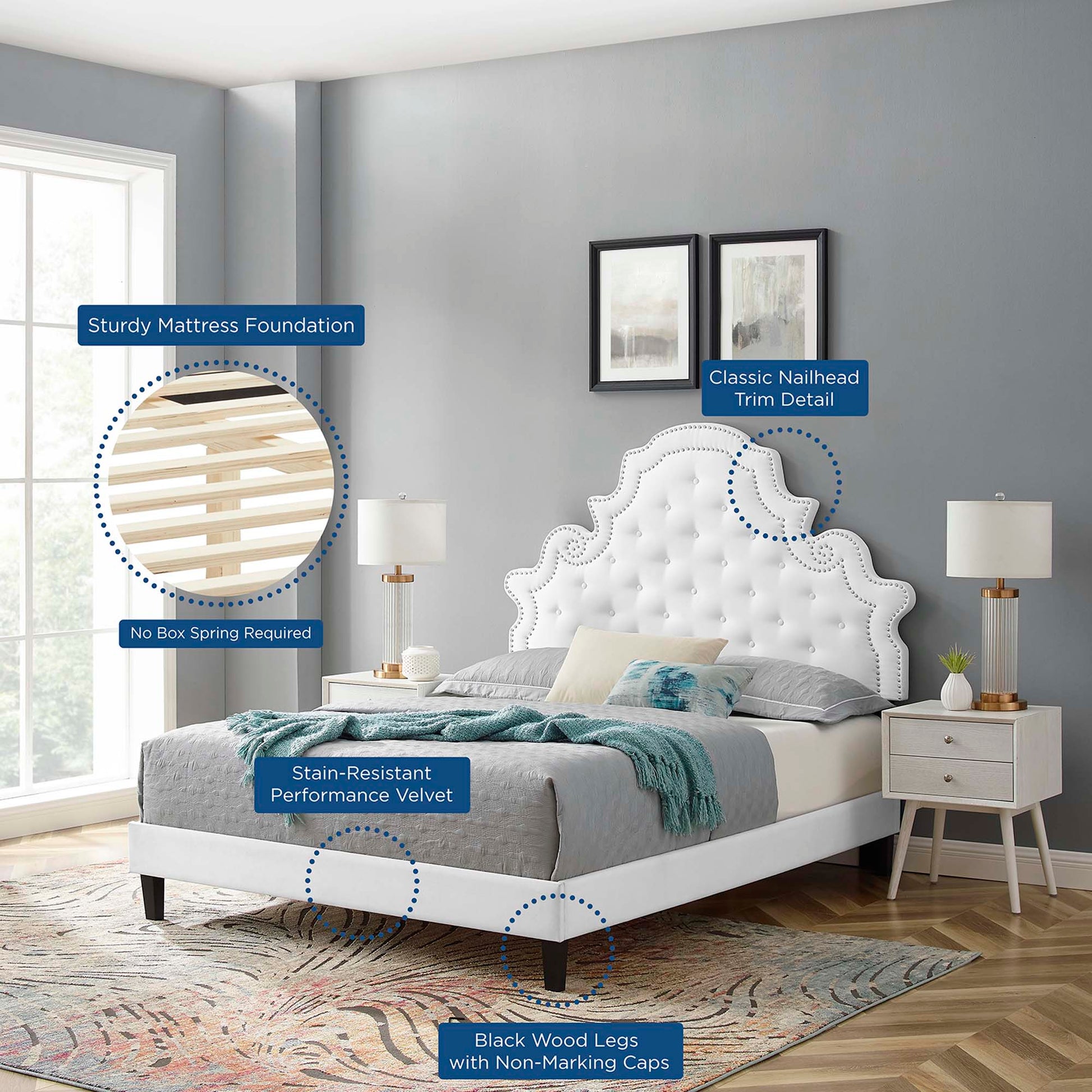 Gwyneth Tufted Performance Velvet Twin Platform Bed by Modway - Best Buy Furniture