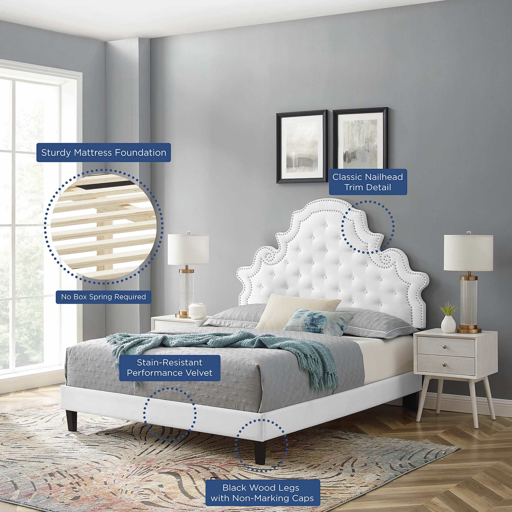 Gwyneth Tufted Performance Velvet Twin Platform Bed by Modway - Best Buy Furniture