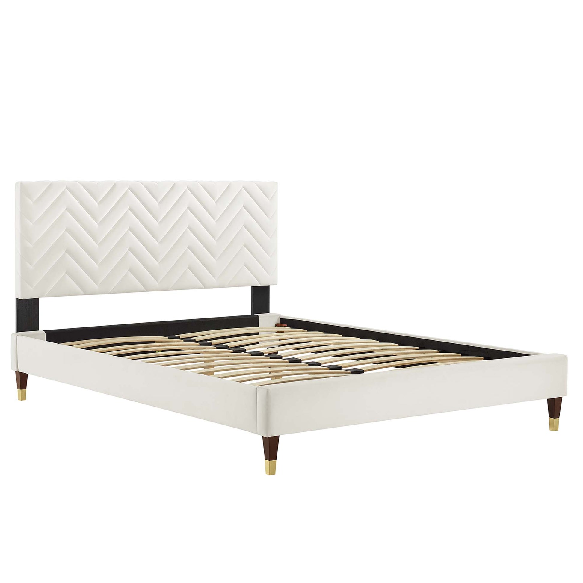 Leah Chevron Tufted Performance Velvet Queen Platform Bed by Modway - Best Buy Furniture