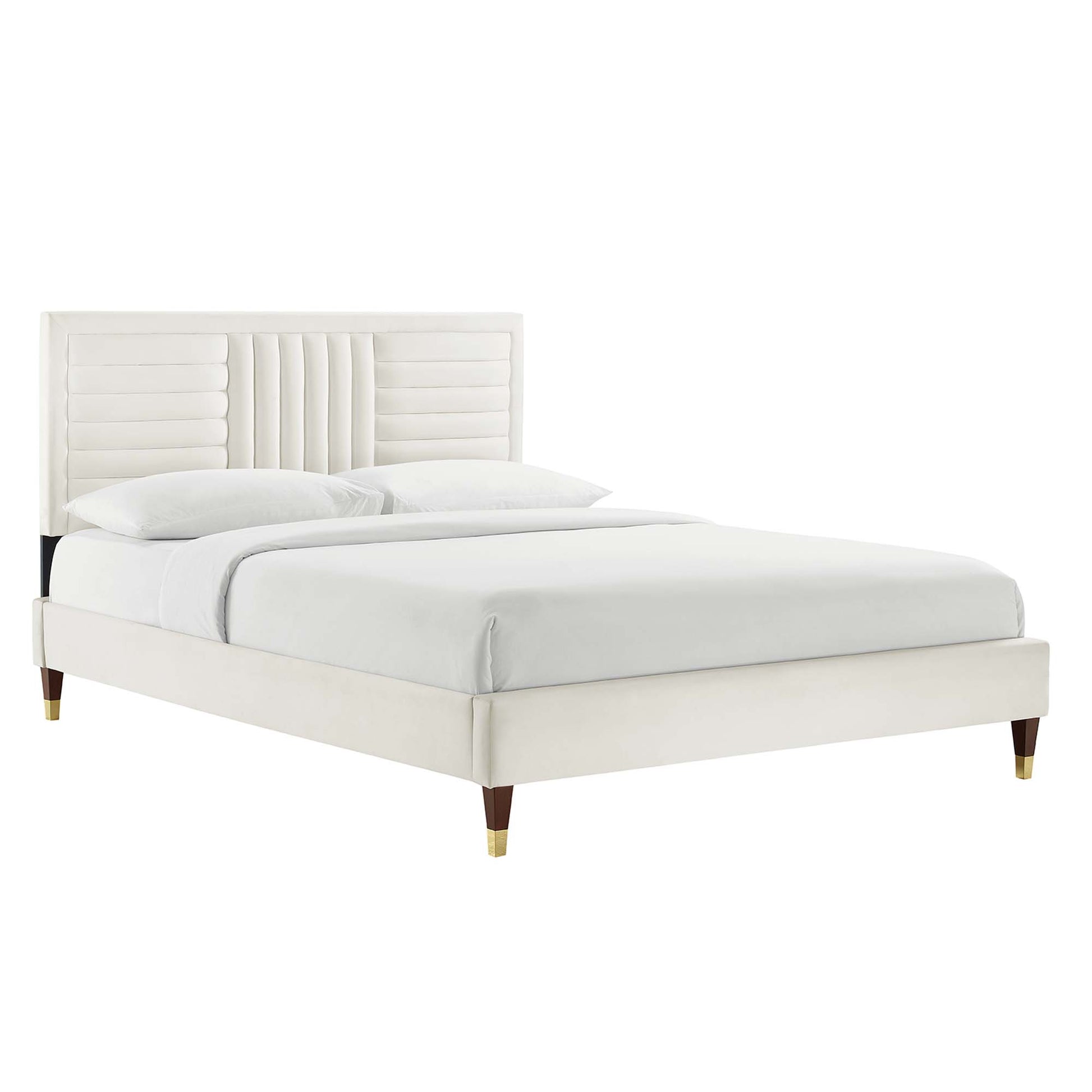Sofia Channel Tufted Performance Velvet Queen Platform Bed by Modway - Best Buy Furniture