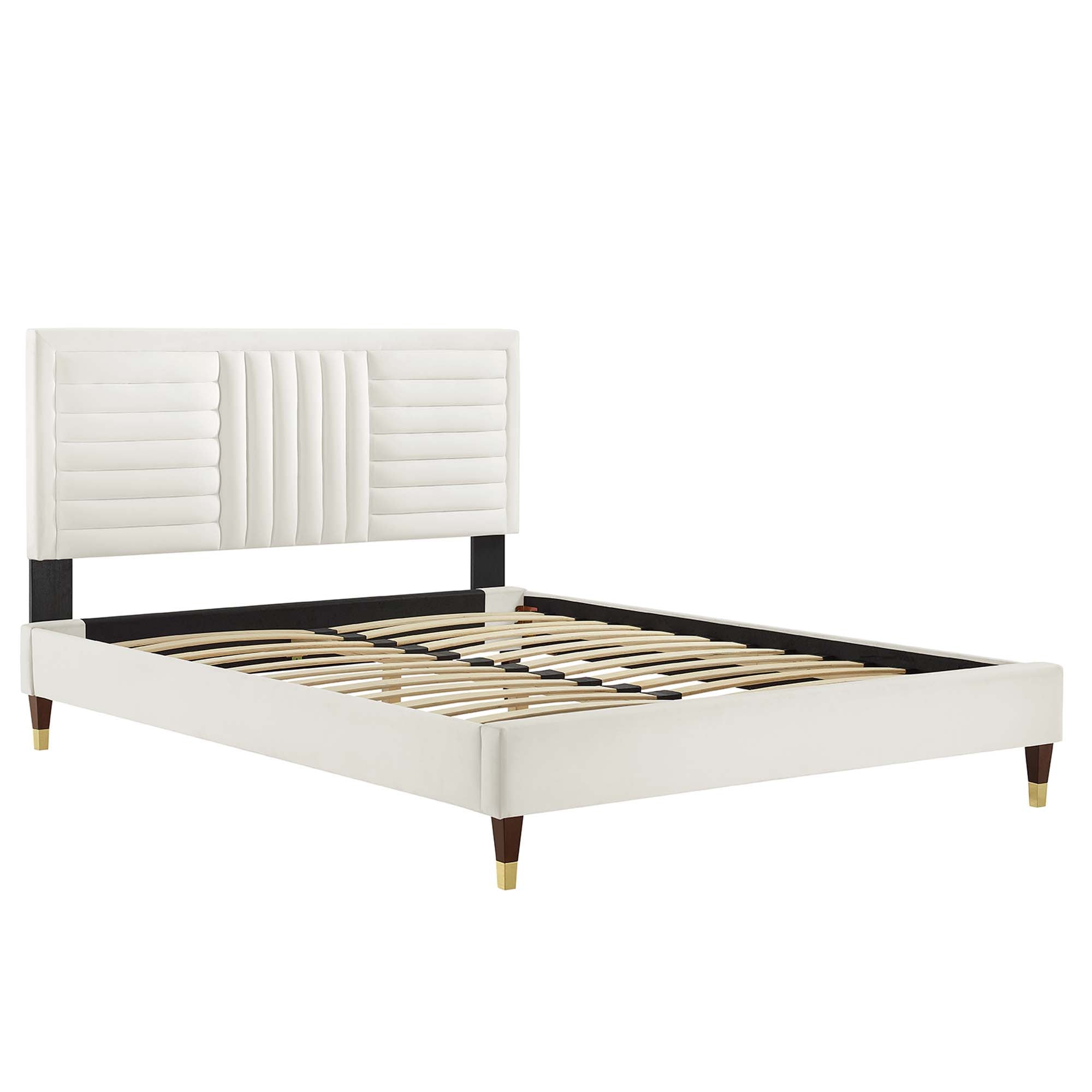 Sofia Channel Tufted Performance Velvet Queen Platform Bed by Modway - Best Buy Furniture