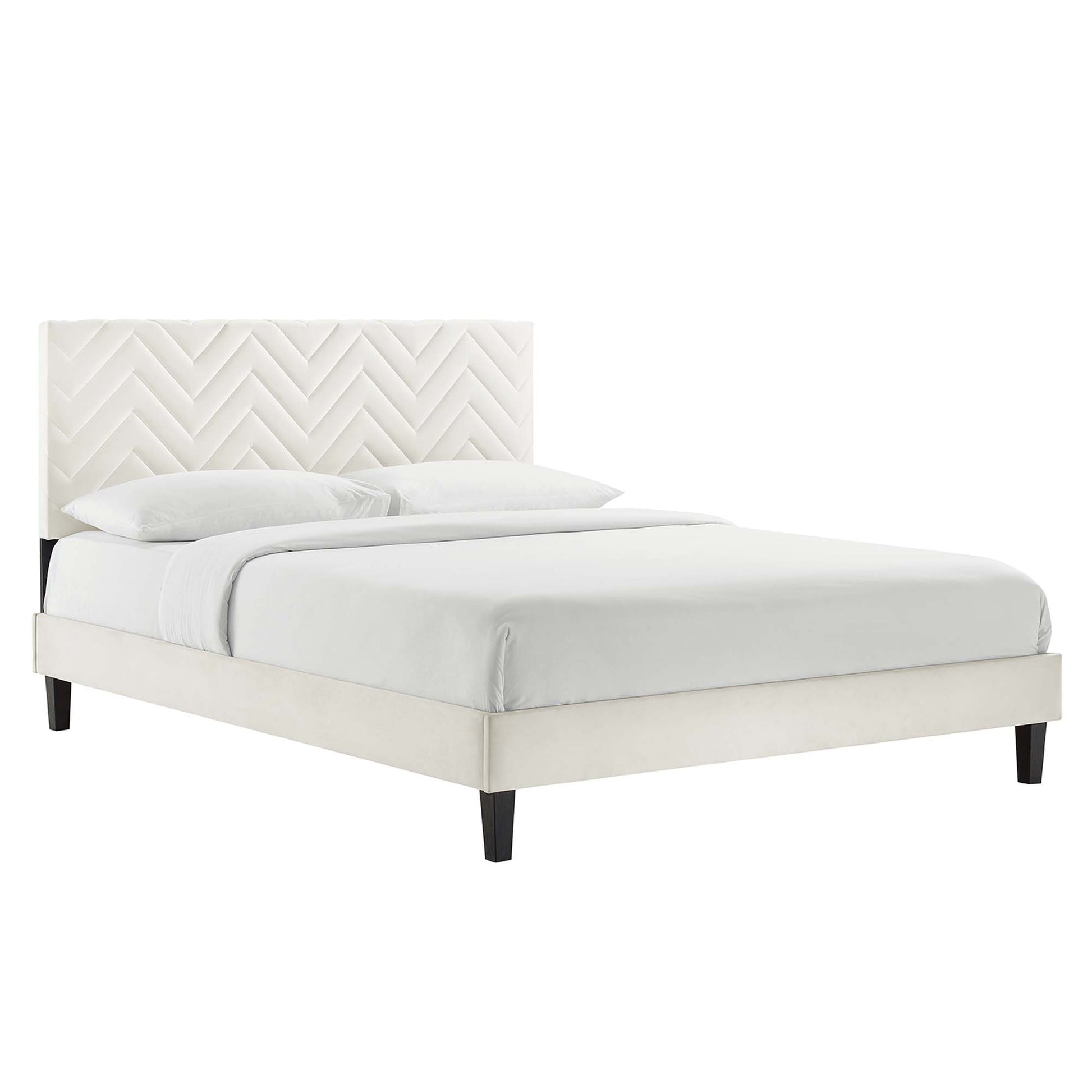 Leah Chevron Tufted Performance Velvet Queen Platform Bed by Modway - Best Buy Furniture